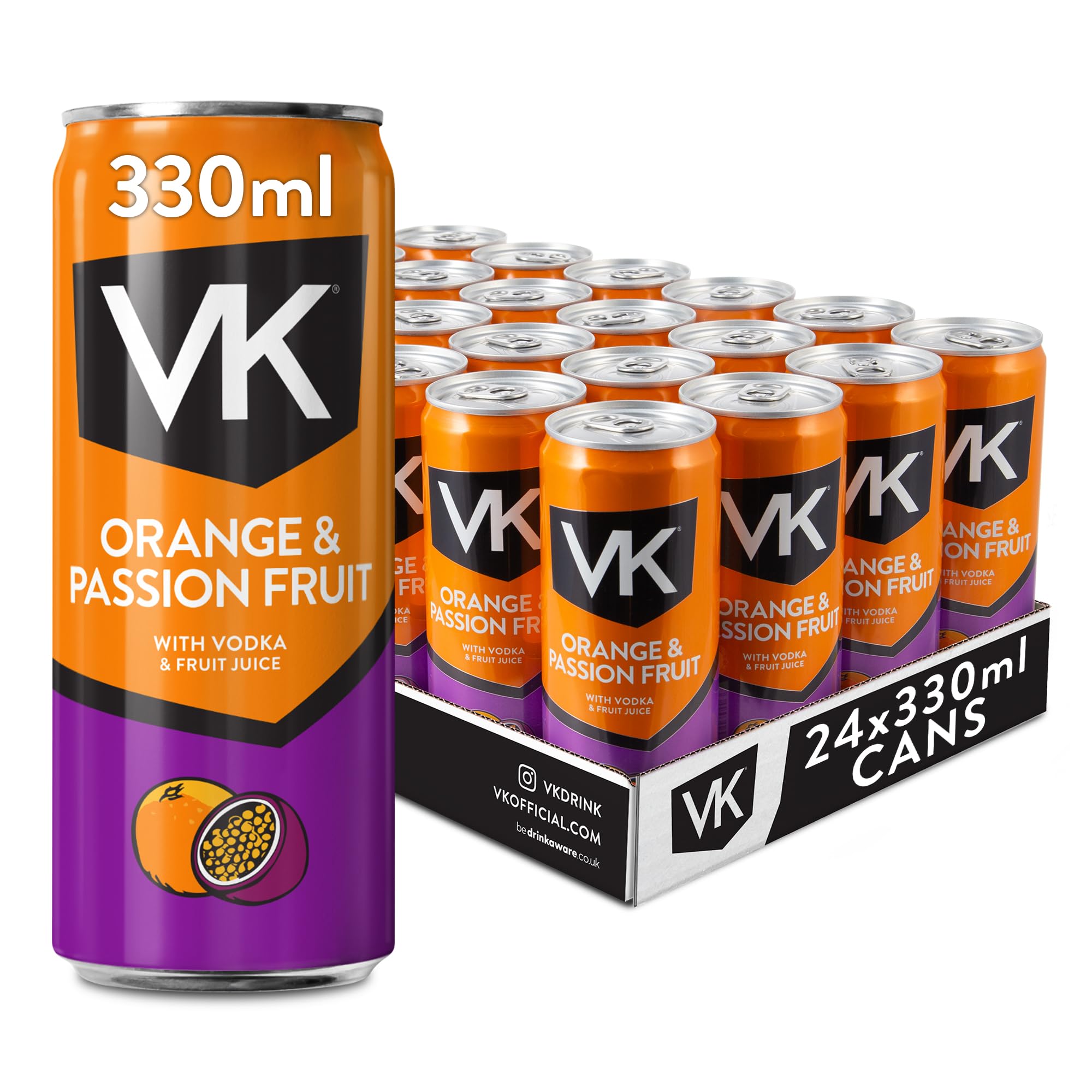 VK Alcopop Cans | Orange & Passion Fruit | 24 x 330ml | 3.4% ABV