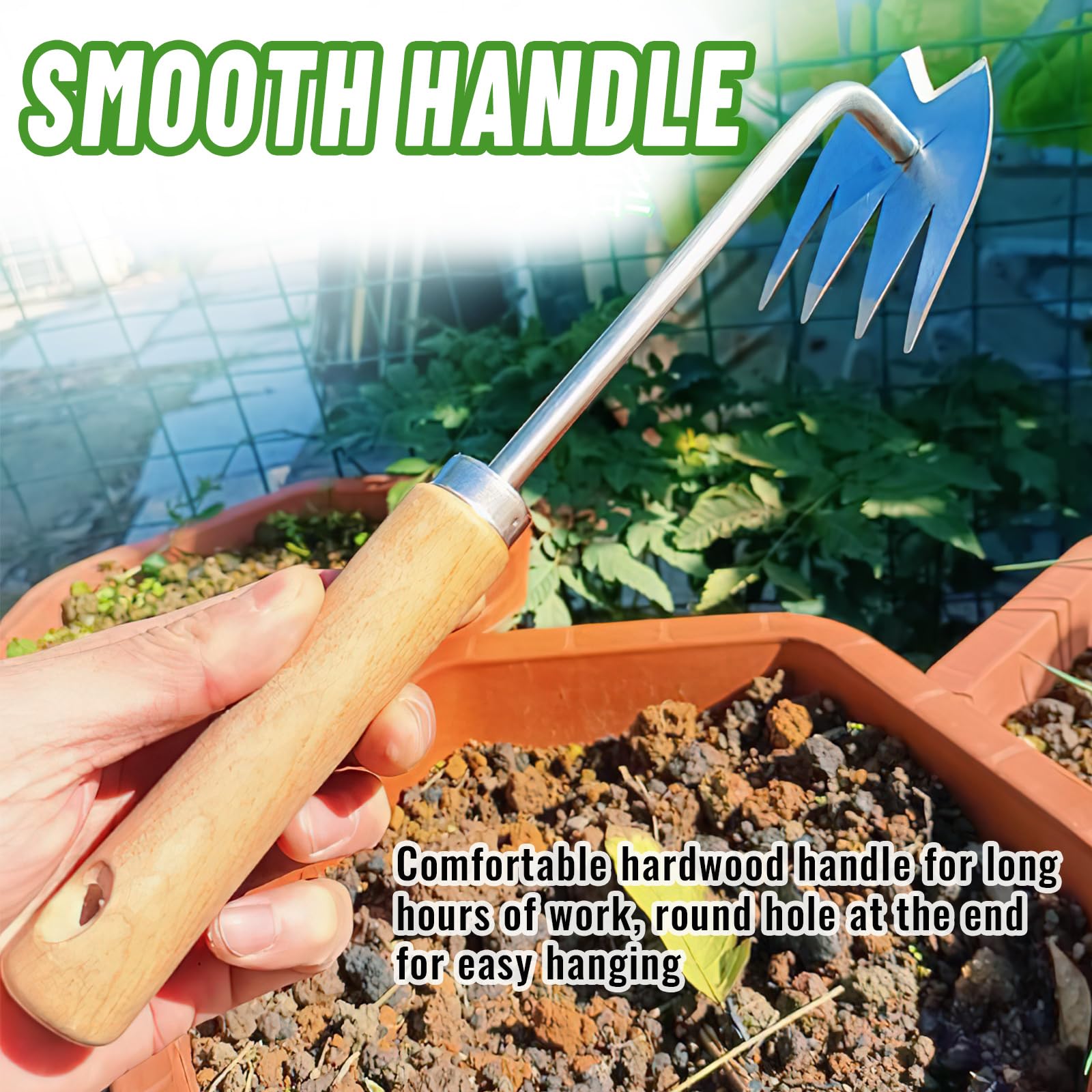 Estirpatore Manuale Per Erbacce - Attrezzo Giardinaggio Multiuso In Acciaio Con Manico Legno - Foto 9