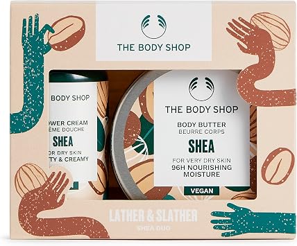 The Body Shop Shea Treats Gift Set, Shower Cream 60ml, Body Butter 50ml, Nourishing Body Care Duo for Dry Skin, Gentle Cleanser, 96hr Moisture, Softening, Vegan Skincare Gift