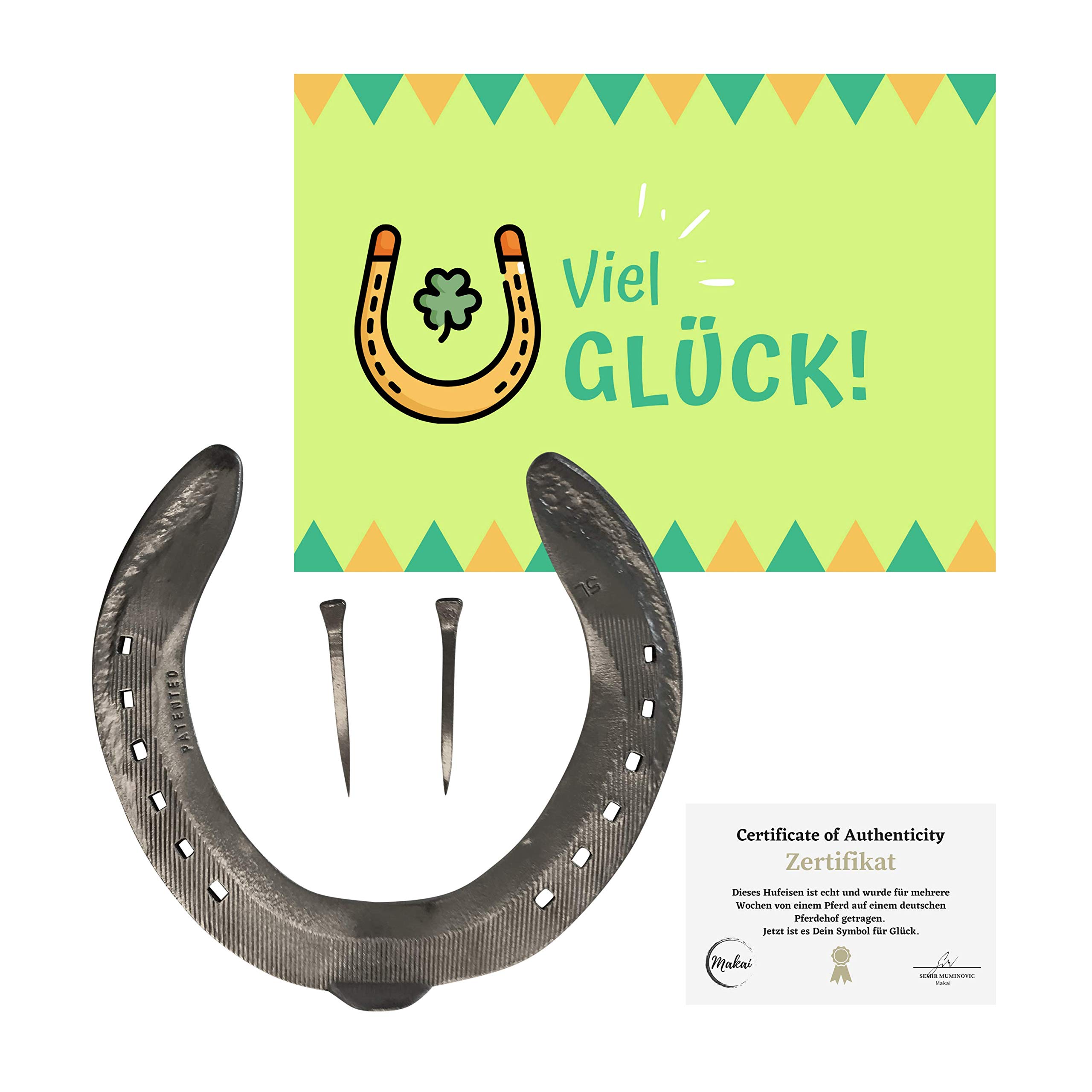 Ferro Di Cavallo Portafortuna In Ghisa - Confezione Regalo Con Paglia Decorativa E 2 Chiodi - Foto 7