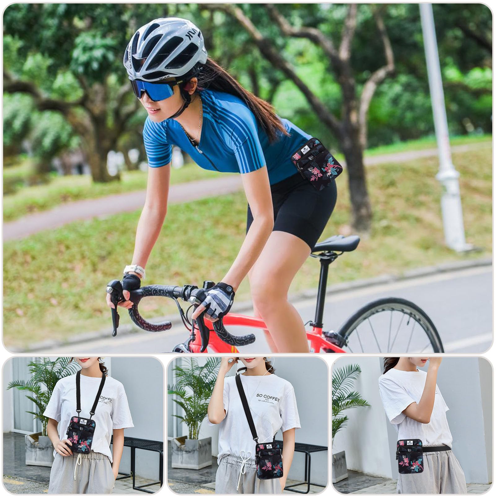 HUA ANGEL Petit Sac Bandouliere Femme Léger Sac Ceinture Multicolore Sac Banane Sangle Interchangeable Homme Femme Jogging Vélo Sport Voyage