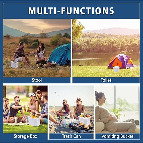 Miniatura 5 de Inodoro portátil para acampar para adultos, inodoro plegable portátil Hapoon XL con tapa, inodoro portátil de viaje para adultos, inodoro Porta para