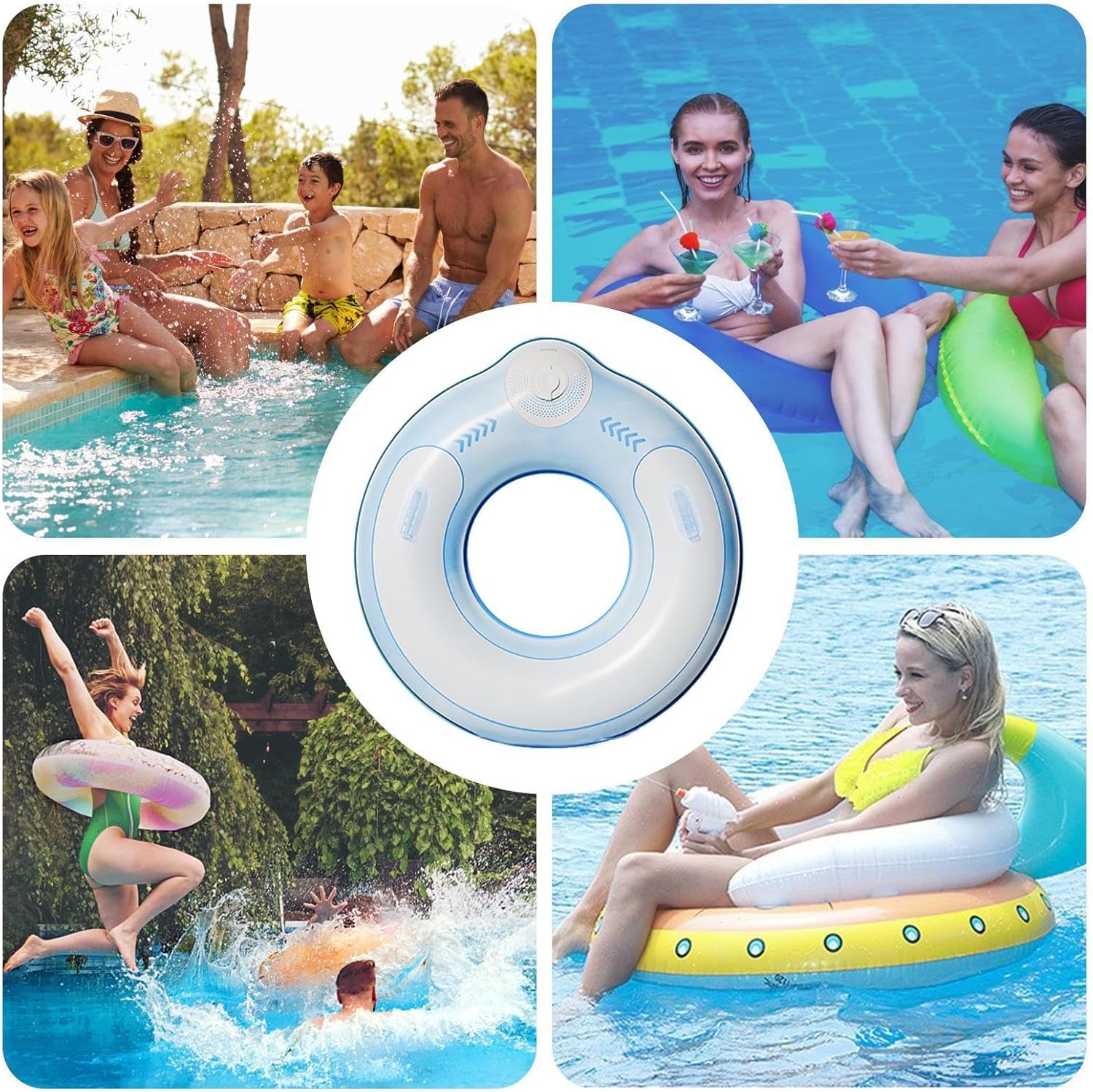 Genérico Inflatable Swimming Rings: Swimming Pool Floating Tubes with Handles, Foldable Tube Toys, Inflatable Tool for Water Games, Float Supplies