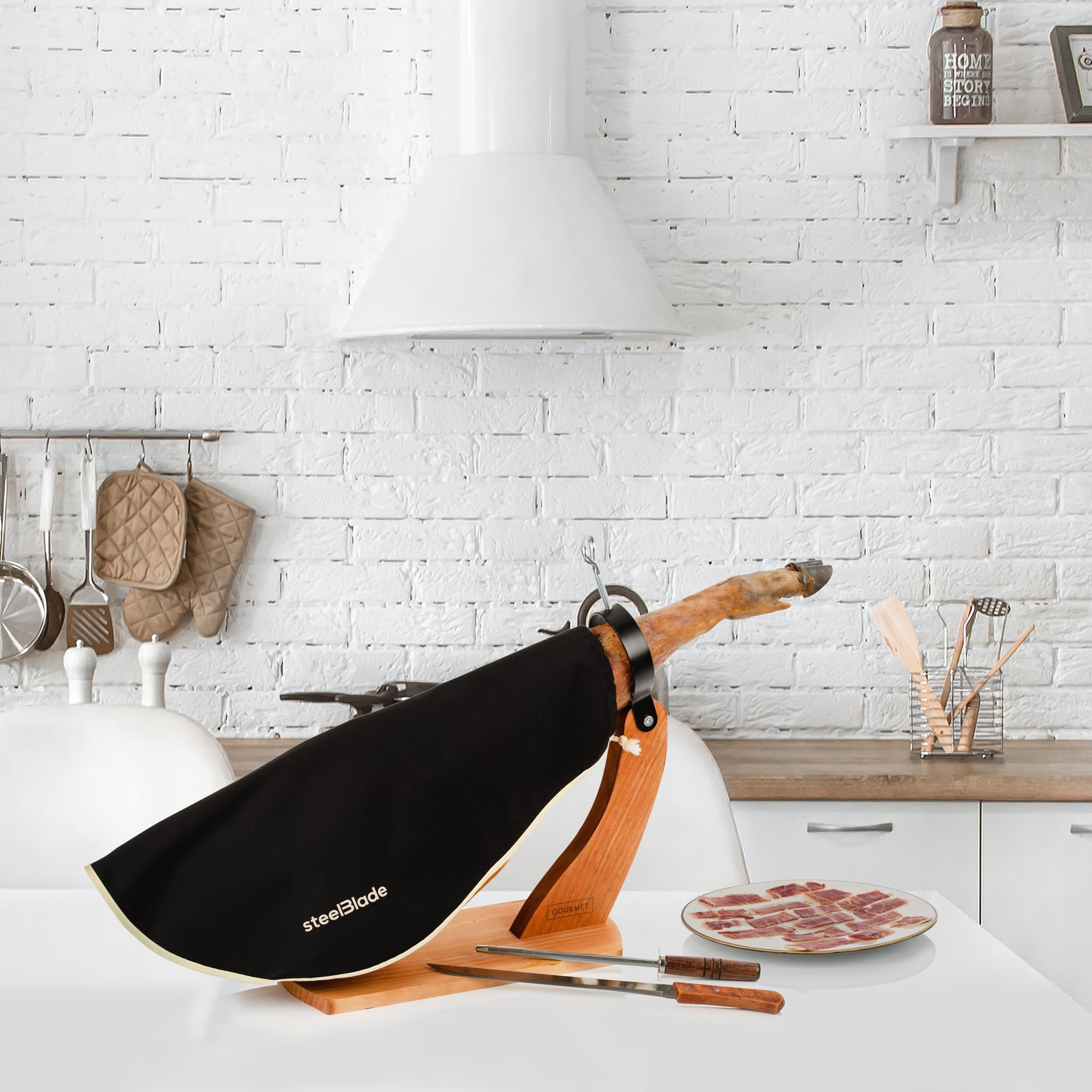 Image secondaire de Support à Jambon Steelblade avec Couvre-Jambon et Couteau