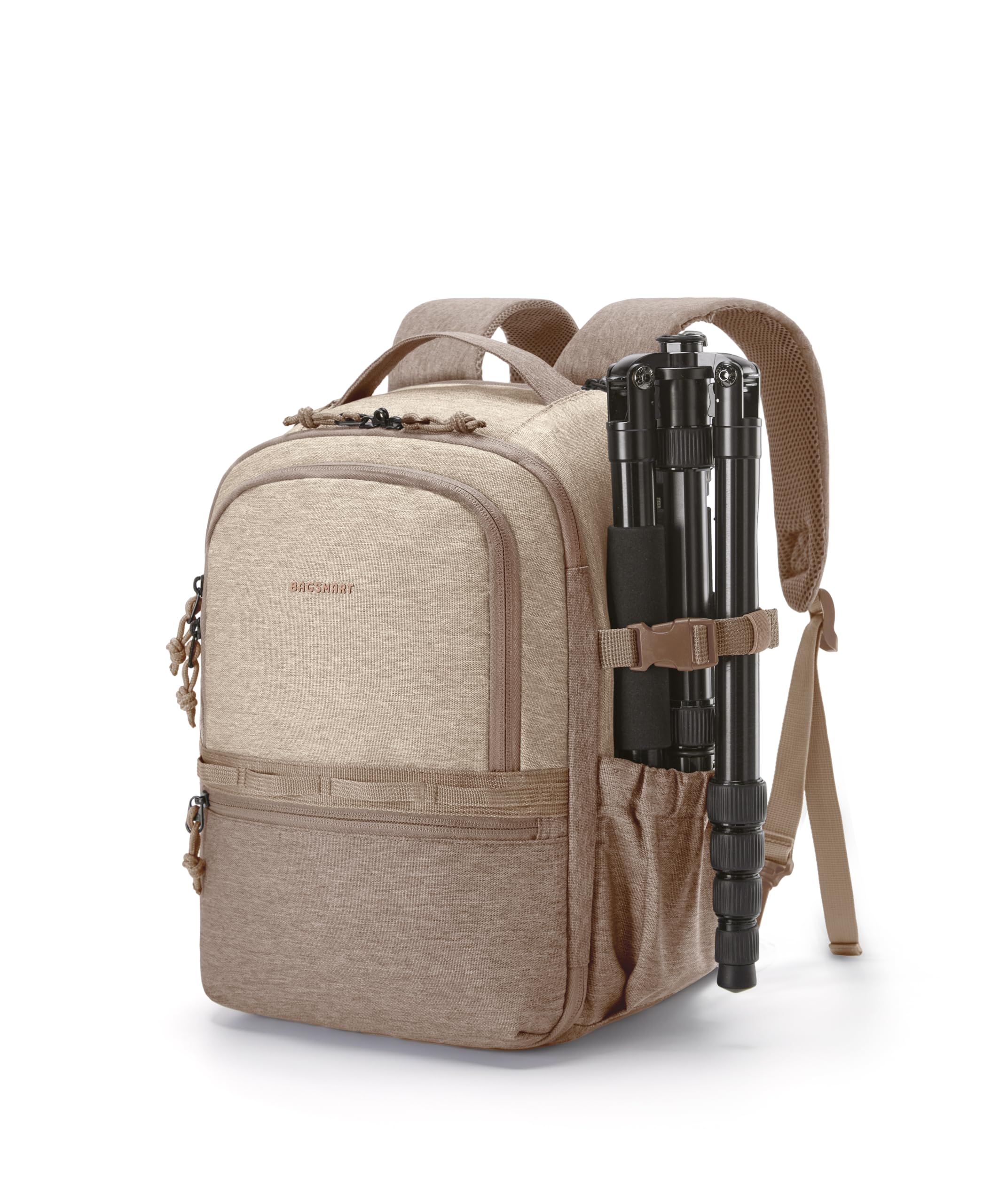 BAGSMART 2-in-1 small camera backpack in camel