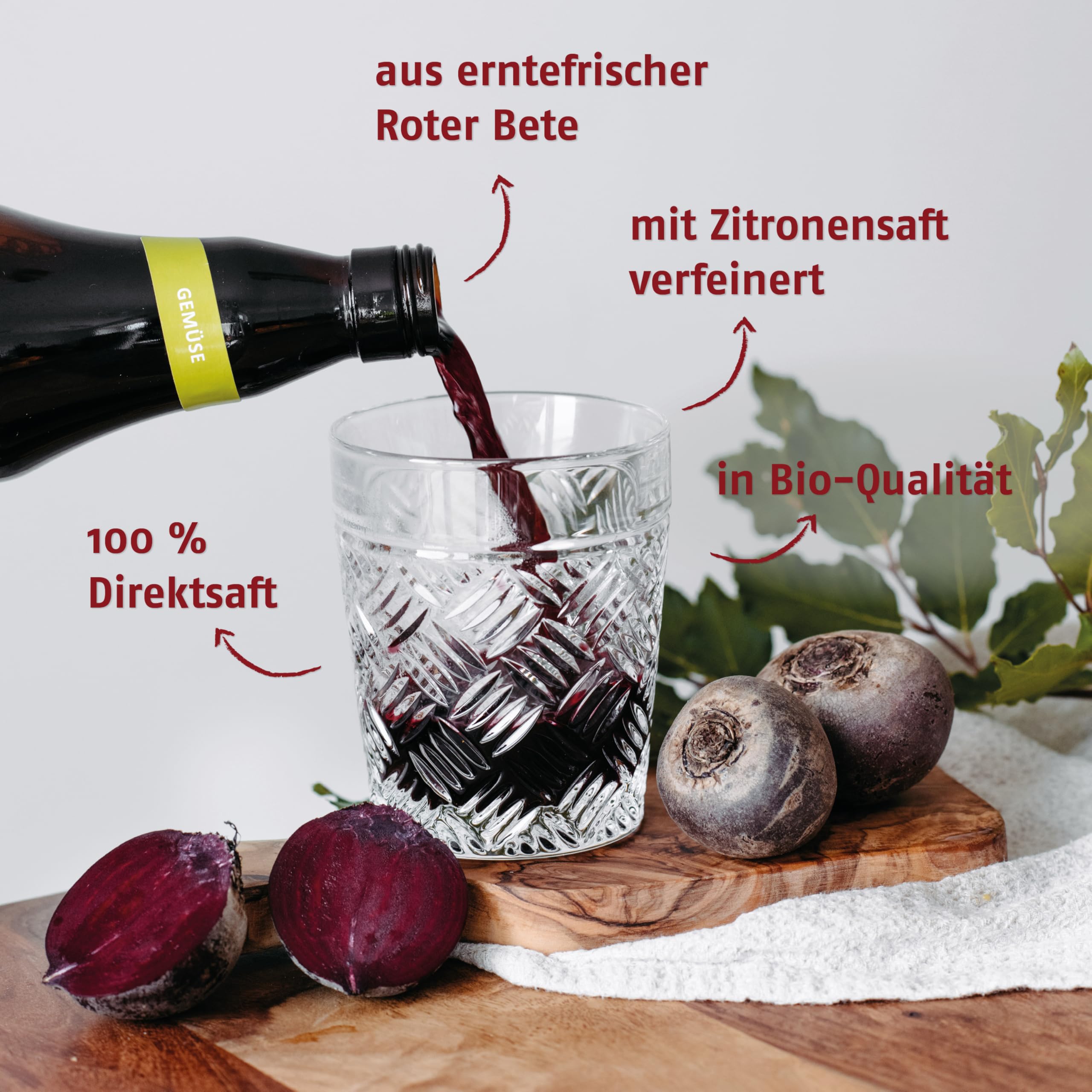 RABENHORST Rote Bete BIO 6er Pack (6 x 700 ml) - Hochwertiger Rote-Bete-Saft aus 100 % Direktsaft mit Zitronensaft abgerundet | Hochwertiger Rote-Bete-Saft aus 100 % Direktsaft mit Zitronensaft abgerundet