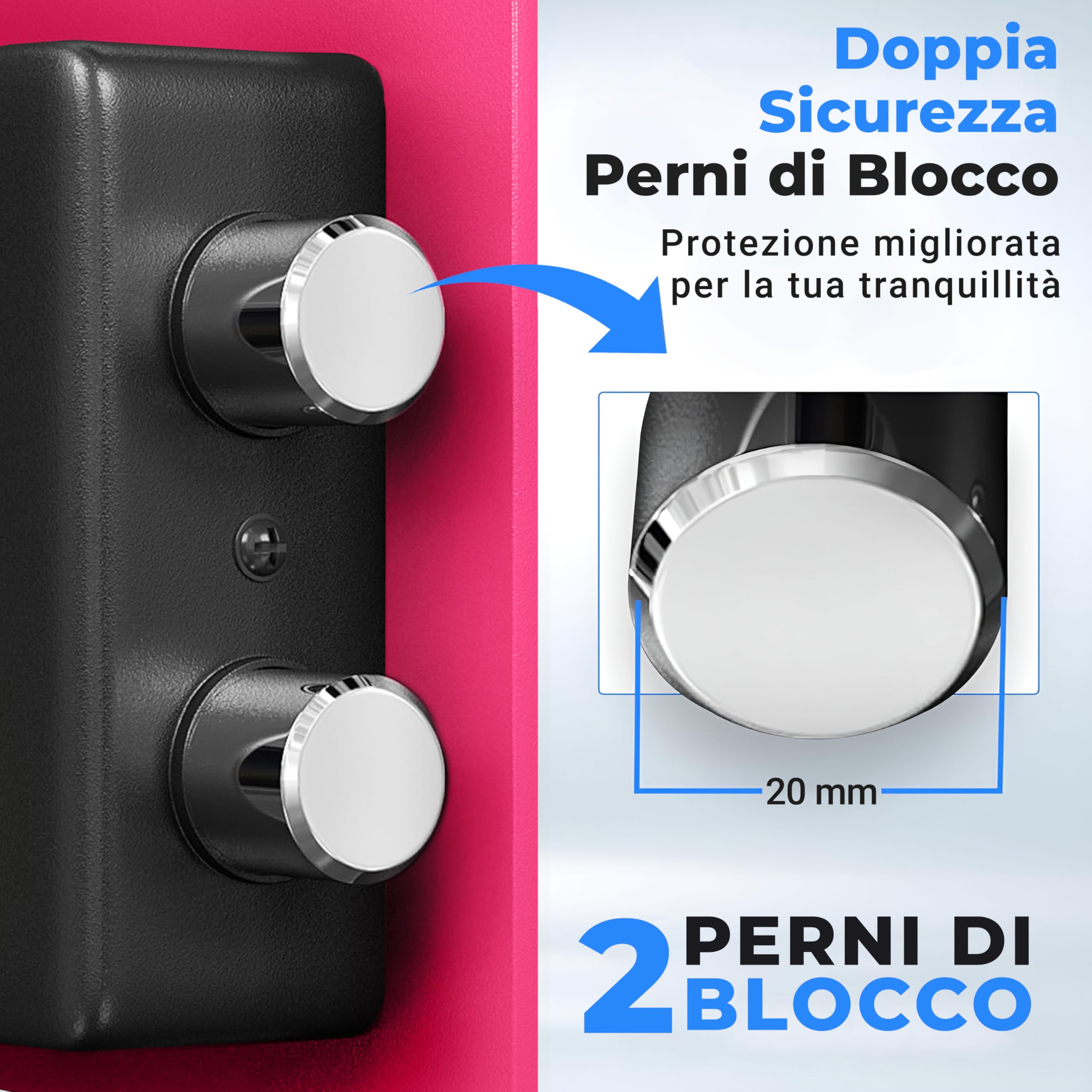 SereneLife Cassaforte, Cassaforte Piccola Elettronica, Cassetta di Sicurezza 23x17x17 cm, Codice Digitale, 2 Chiavi, per Casa, Ufficio, Denaro, Gioielli, Armi, Montabile a Muro, Pavimento, Rosa