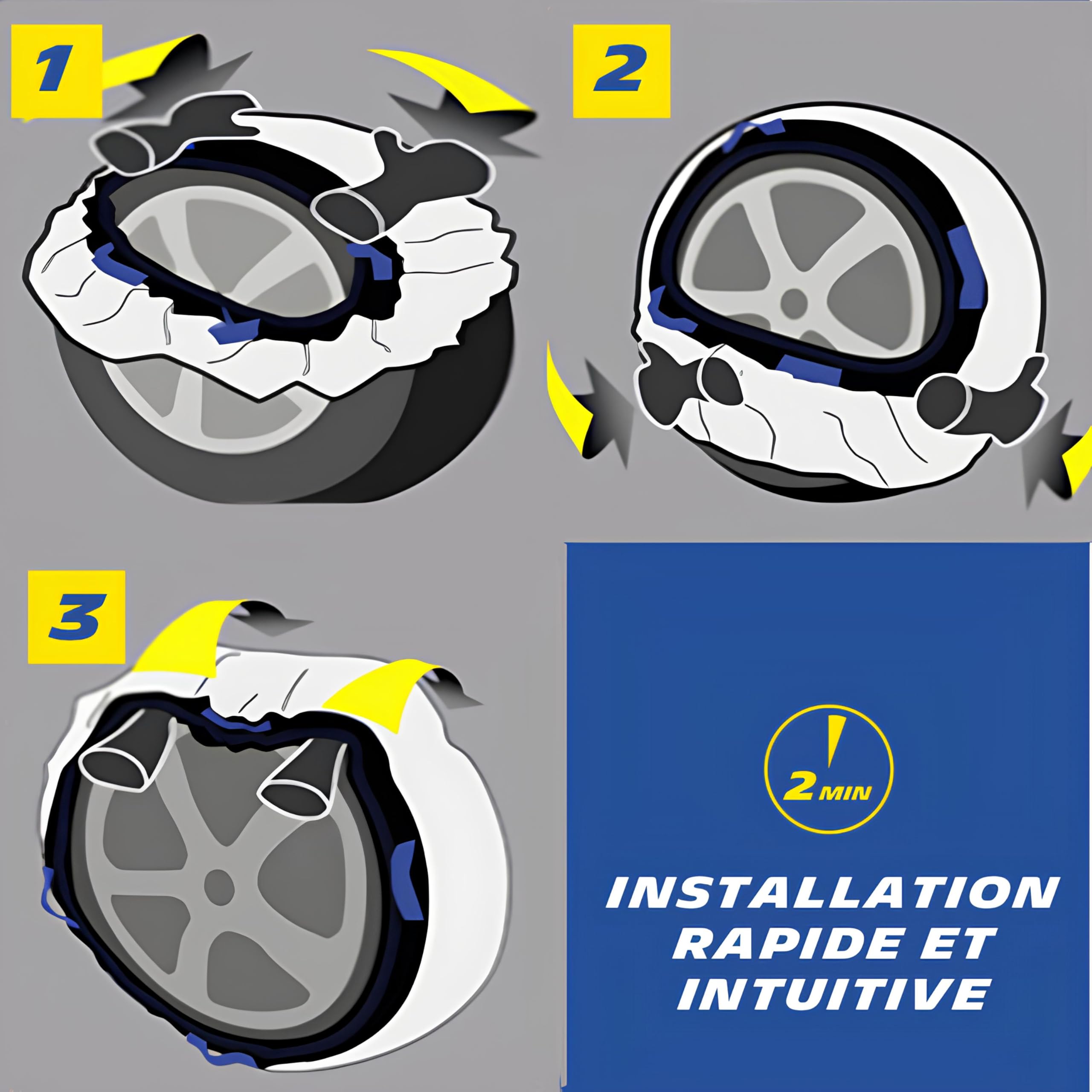 MICHELIN SOS Grip® Evolution Chaussettes à Neige Haute Performance SOS 9 - Chaînes à Neige Textiles Homologuées EN16662-1 - Montage Facile <2 Min - Adhérence Neige et Verglas - Compatibles ESP/ABS