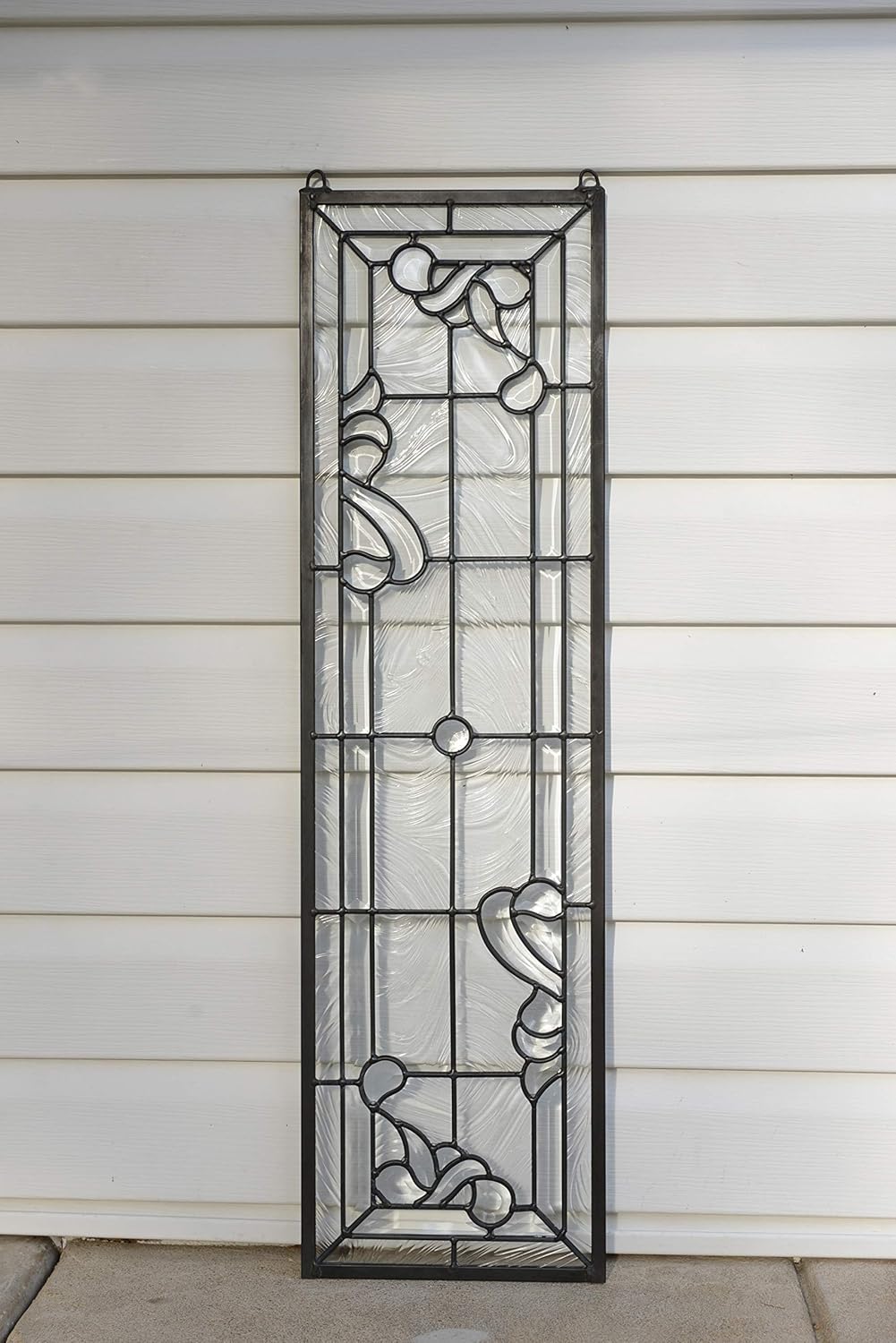 10" x 36" Stunning Handcrafted Hanging All Clear Stained Glass Beveled Window Panel