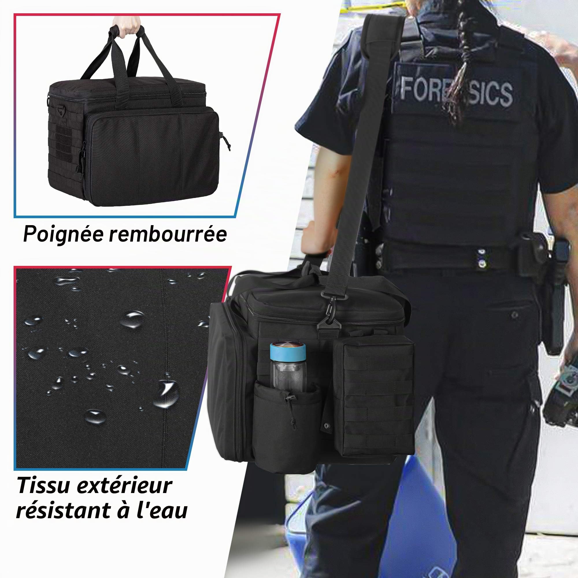 Trunab Sac Intervention Police Sac Tactique Molle Sac de Patrouille, Organisateur de Siège Avant de Voiture, Sac de Voyage Militaire avec Bandoulière Compartiment pour Laptop 15,6"