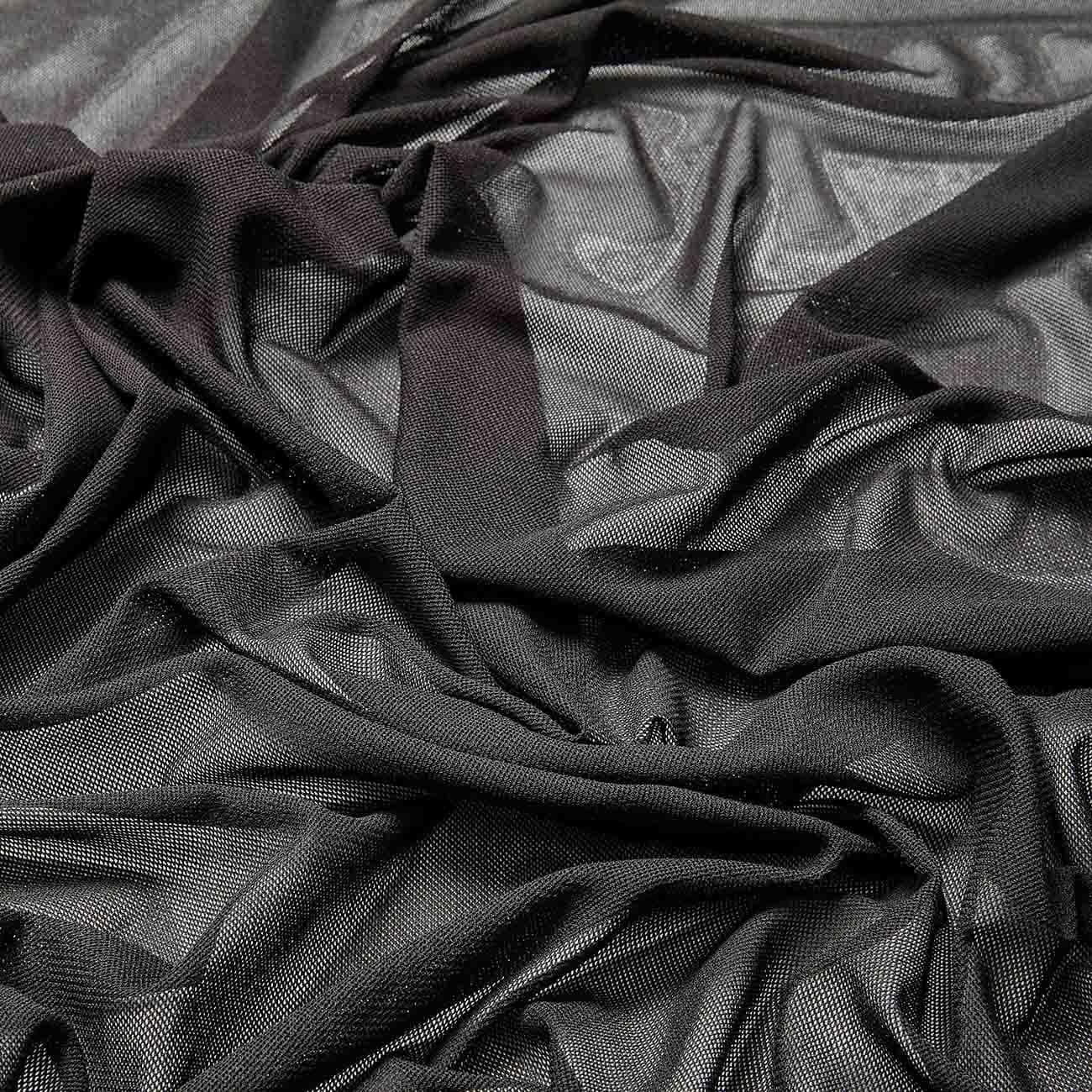 Zelouf Fabrics Black Nylon Mesh Fabric by The Yard – Stretchy, Soft Power Mesh See-Through Fabric for Costumes, Lining, DIY, Crafts, Dancewear - 3 Yards