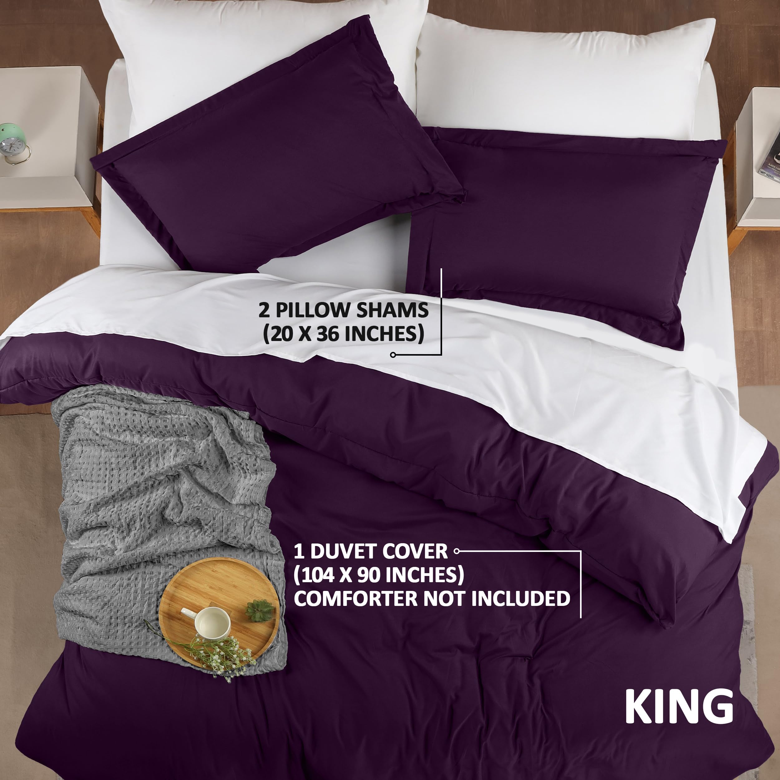 Utopia Bedding Duvet Cover King Size, 3 Piece with Zipper Closure - Image 2