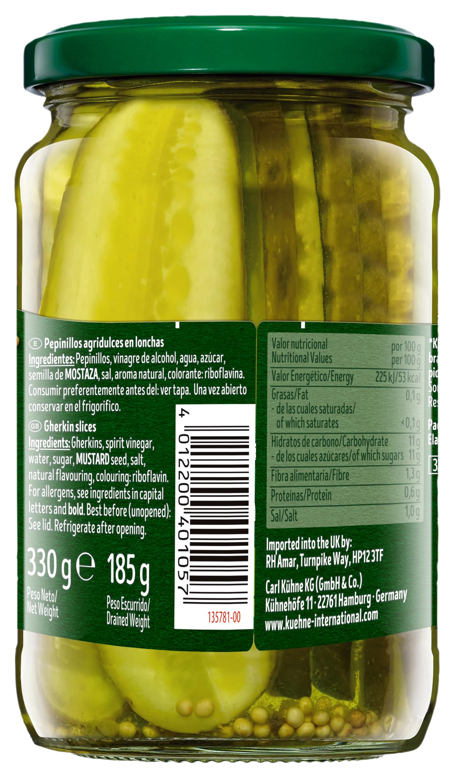 Kuhne Pepinillos en Lonchas 370g