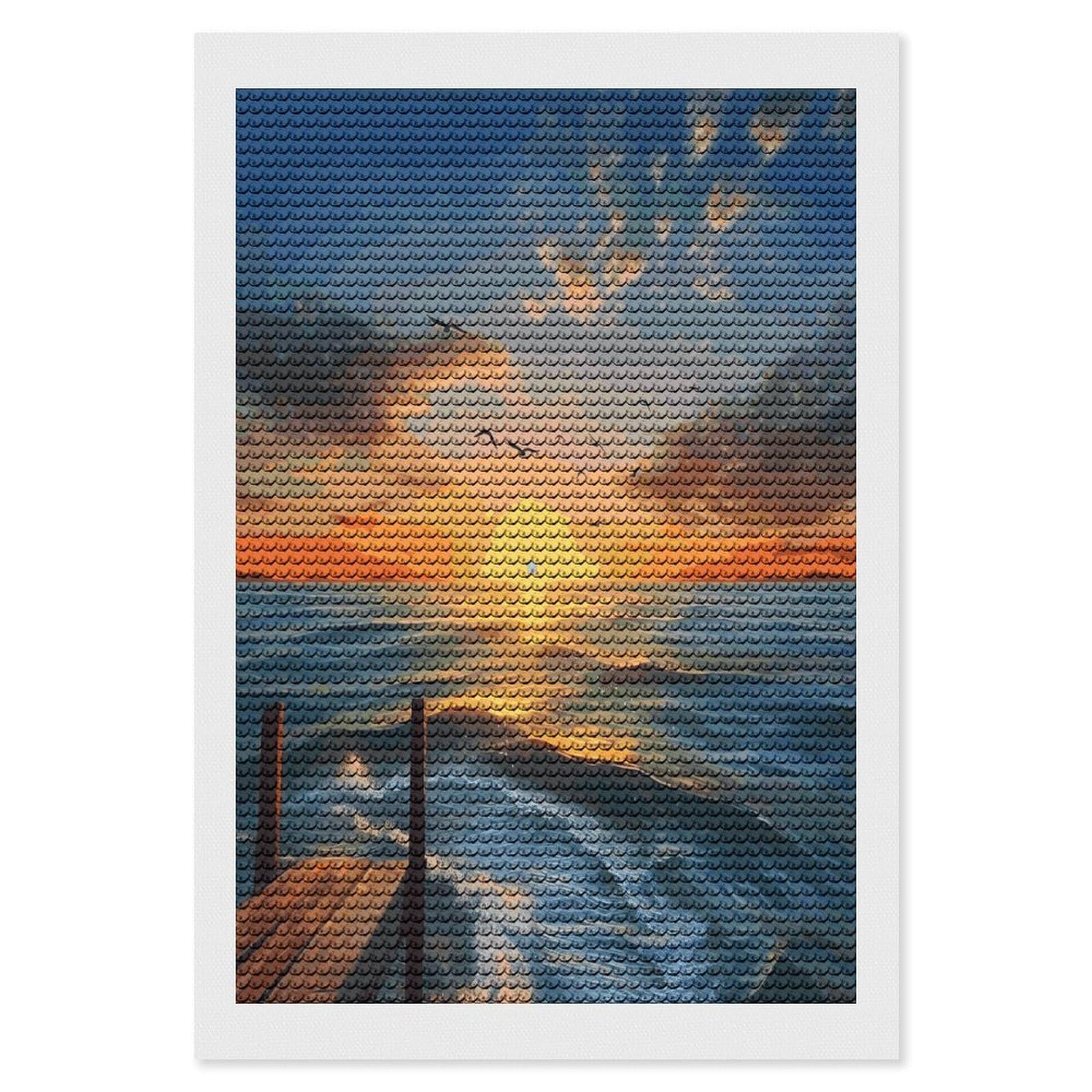LDGSUPH Sunset Sea Diamond Painting Kits for Adults Paint with Diamond Pictures Art DIY Full Drill Diamond Dots Painting Personalized Diamond Photo for Home Wall Decor Gift 8"x12"