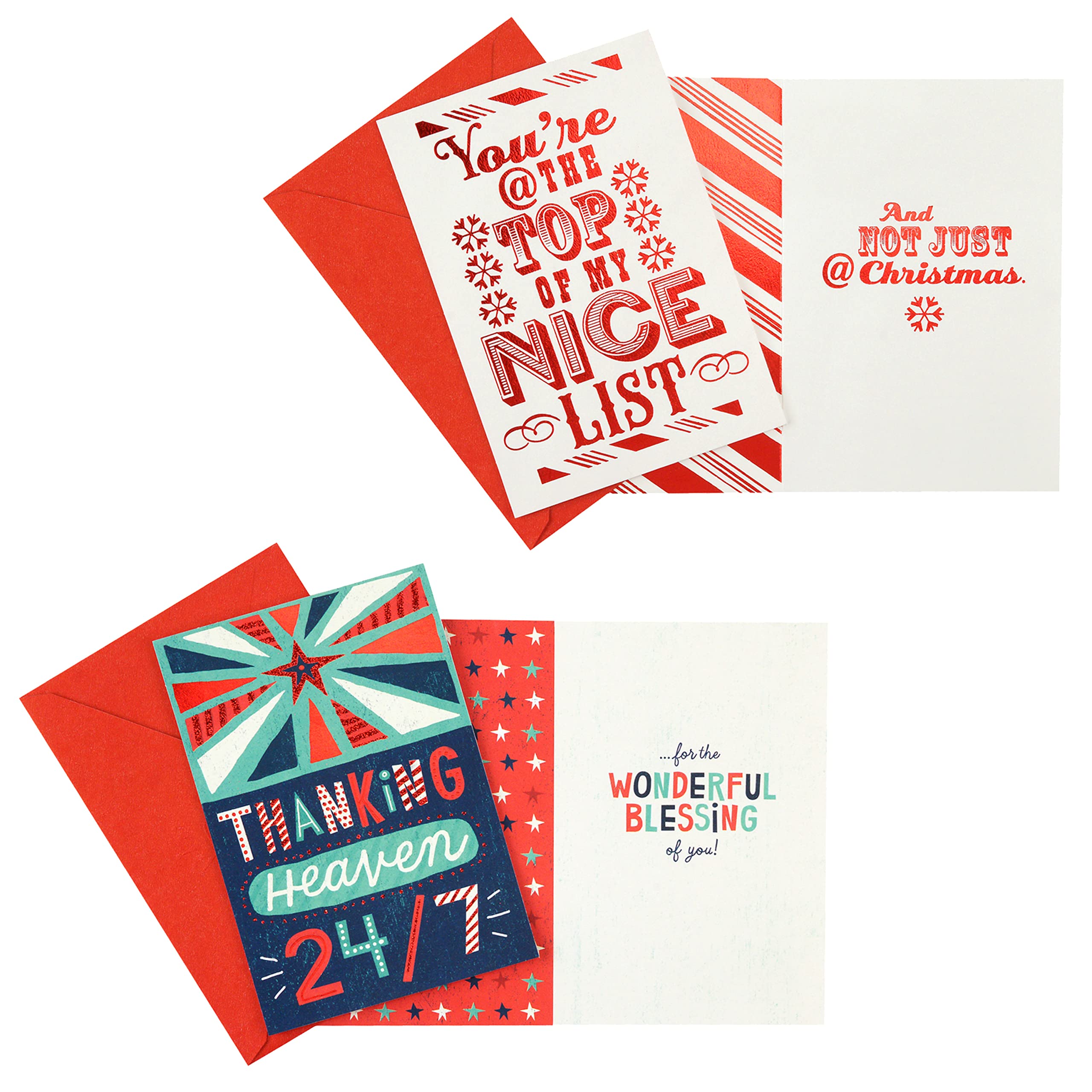 Hallmark Christmas Thank You Cards Assortment (10 Cards and 10 Envelopes)