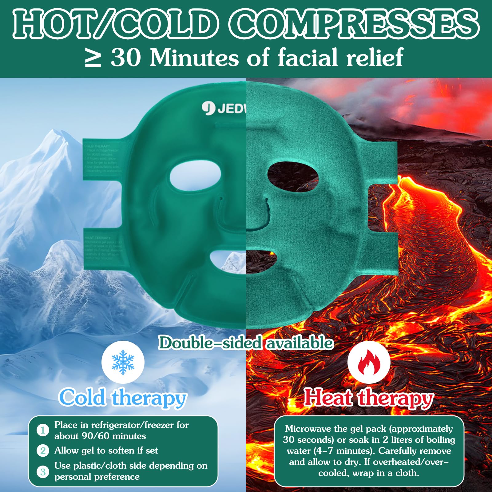 Maschera Occhi Gel Freddo, Maschera Viso e Occhi Rinfrescante, con 4 Maschera per Occhi Riutilizzabile, per Occhi Gonfi, Occhi Stanchi, Mal Di Testa, Hangover, Emicrania