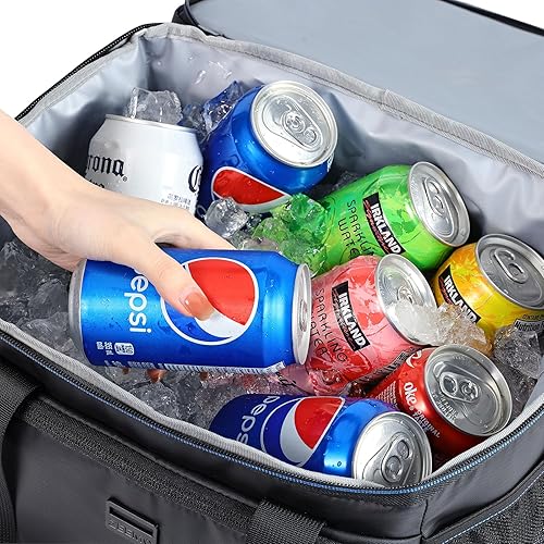 Miniatura 3 de ZEEMO Bolsa enfriadora, lonchera aislada con doble compartimento para hombres, lonchera a prueba de fugas para el trabajo al aire libre, color negro