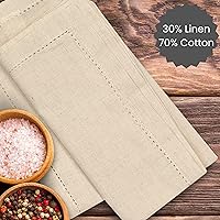 Vista 3 de Cotton Clinic Paquete de 12 servilletas de tela de punto vainica de gran tamaño de 20 x 20 pulgadas, tela de lino y algodón a medida con esquina