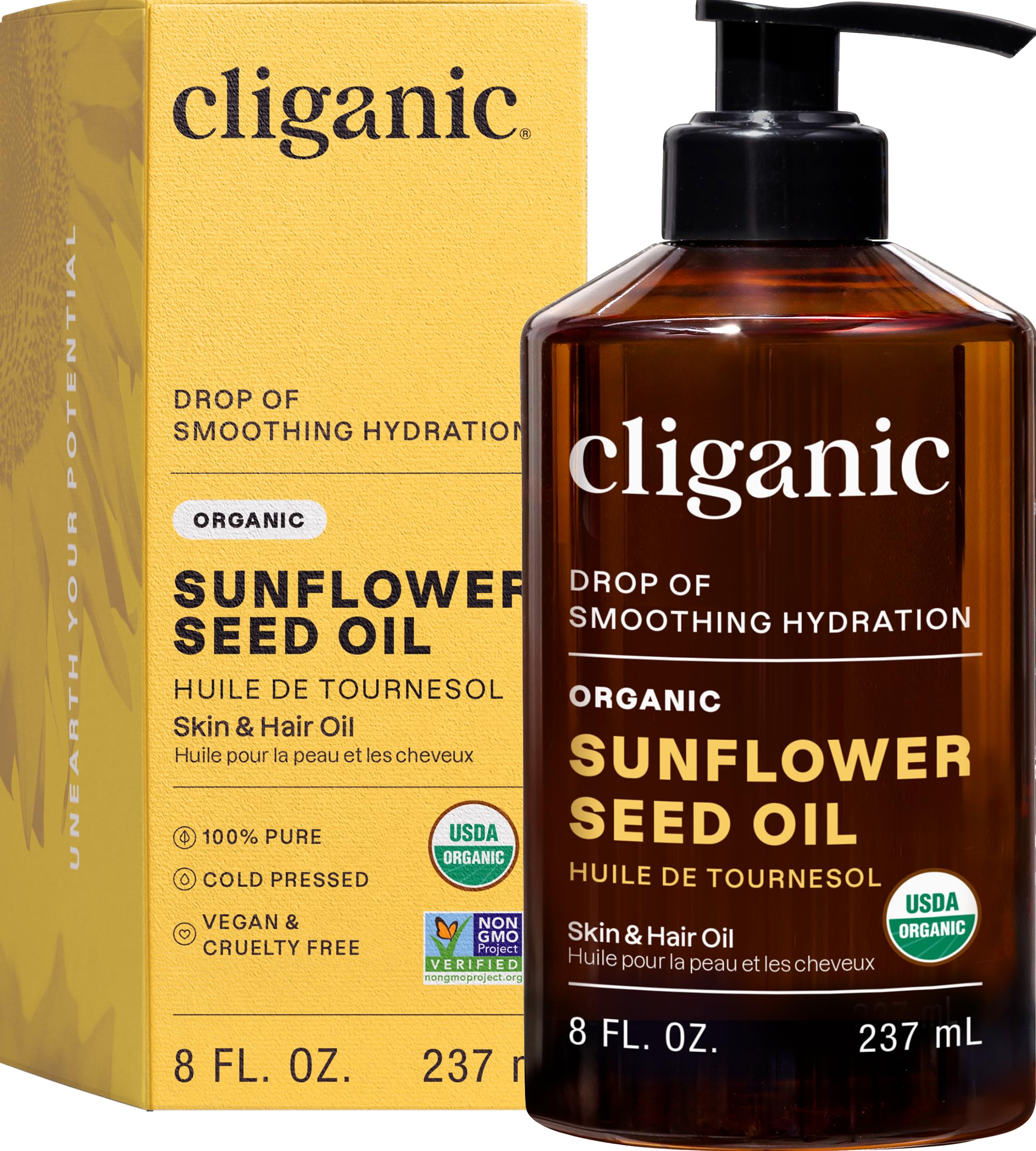 Amazon.com : Cliganic Organic Sunflower Oil, 100% Pure (8oz) - For