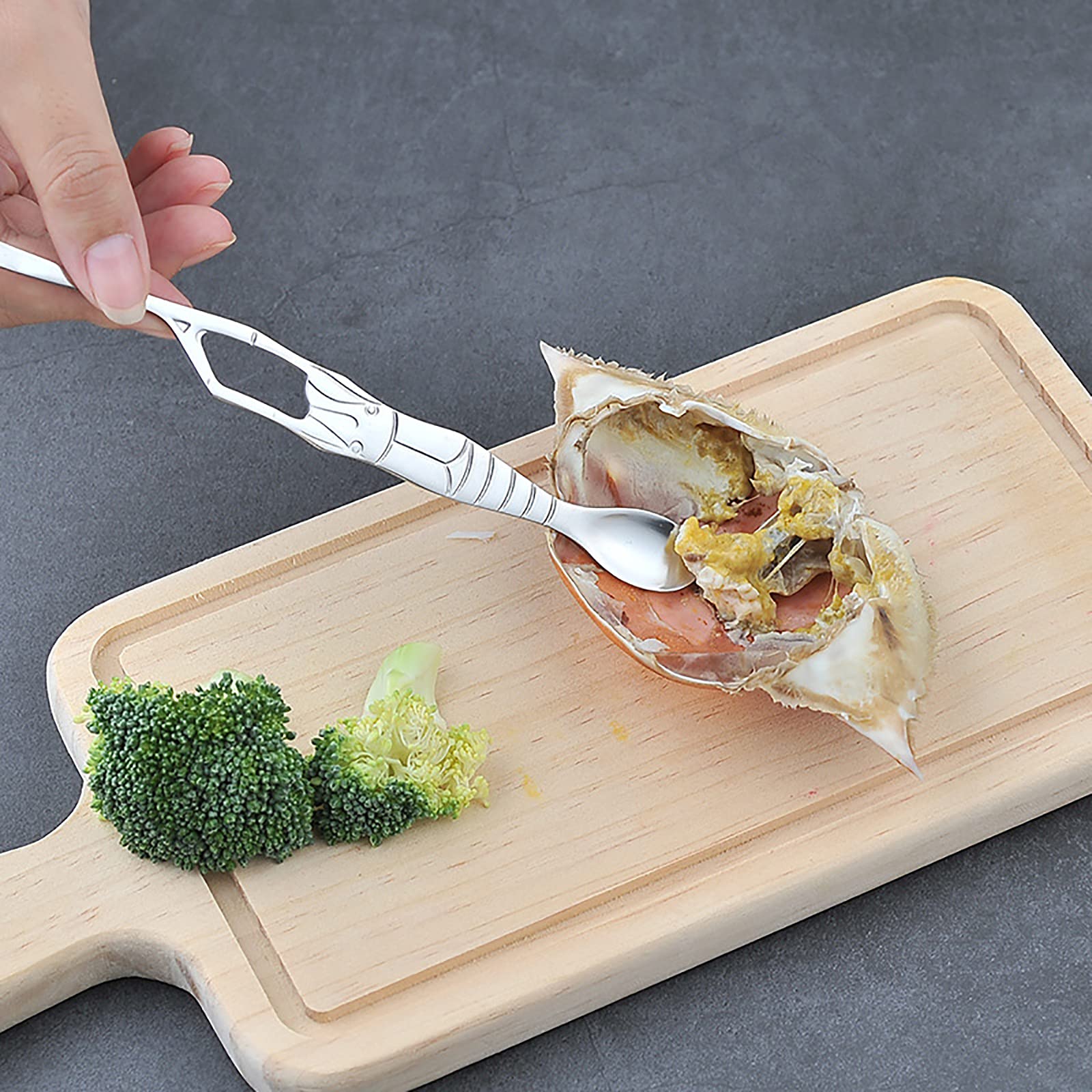 Set 3 Utensili Per Frutti Di Mare - Cracker, Forchetta E Paletta In Acciaio Inox, Per Granchi E Aragoste - Foto 9