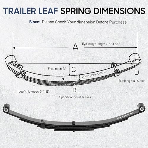 Miniatura 7 de SEHNSUCHT Resorte de hoja para remolque, 4 hojas y capacidad de 1750 libras, resortes de hoja de doble ojo para eje de remolque de 3500 libras,