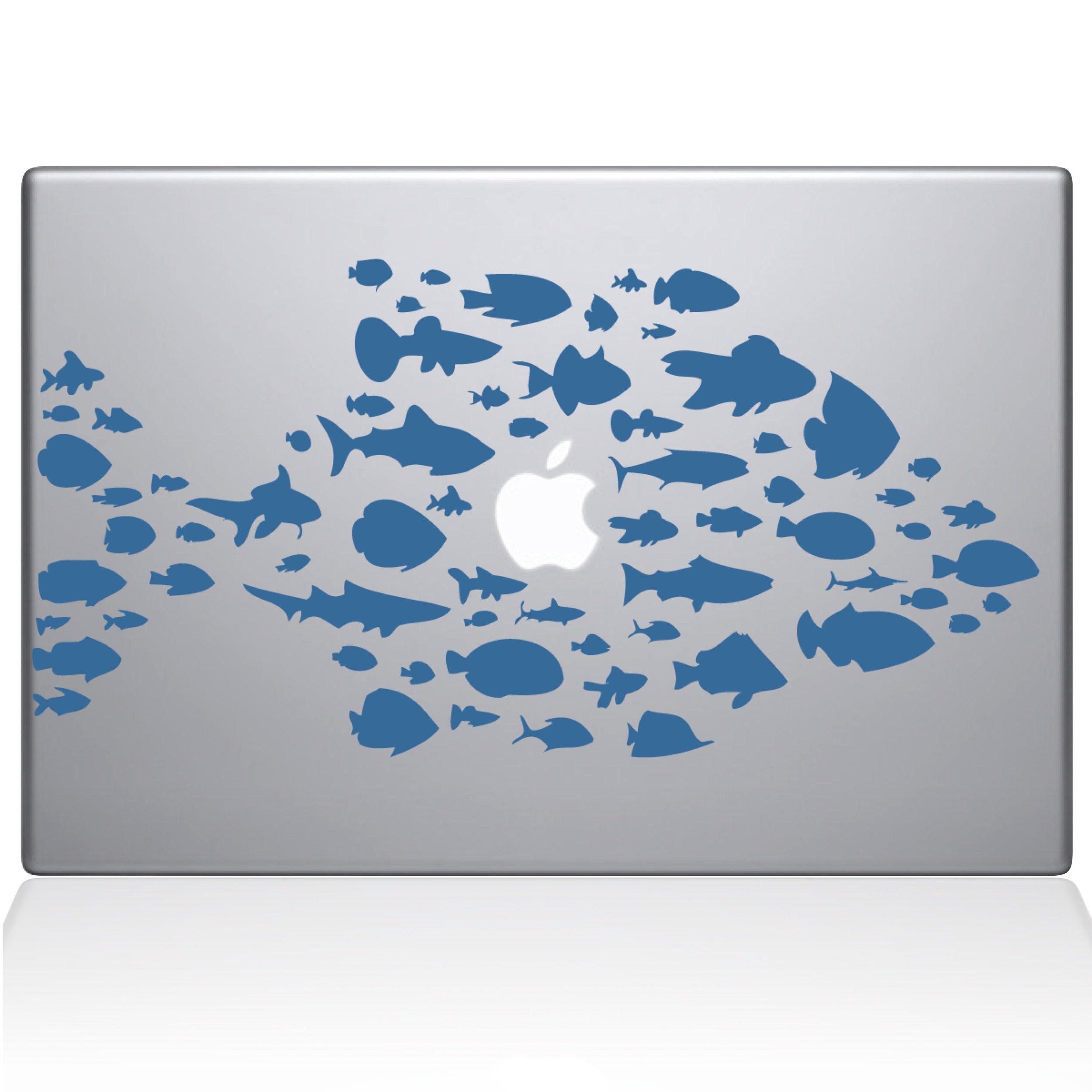 The Decal Guru 0146-MAC-13P-LB Swim with The Fishes Decal Vinyl Sticker, 13" MacBook Pro (2015 and Older), Light Blue