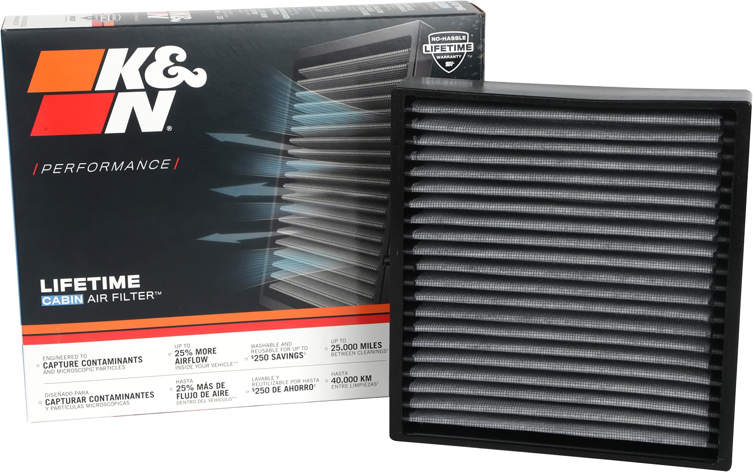 K&N Cabin Air Filter Premium, Washable, Clean Airflow to your Cabin