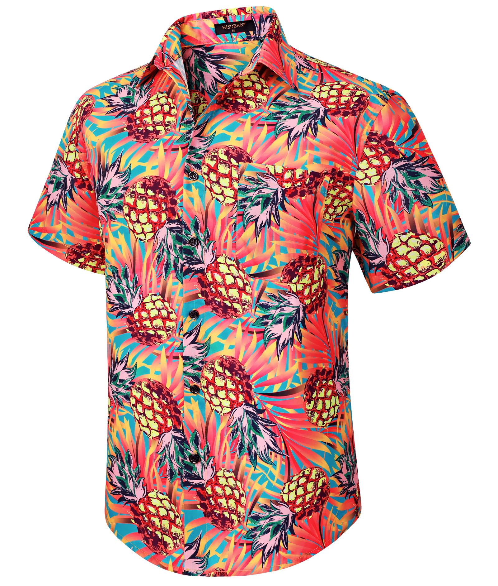 Men's Hawaiian Shirts Short Sleeve Floral Tropical Aloha Shirt Casual Summer Button Down Holiday Beach Shirt with Pocket