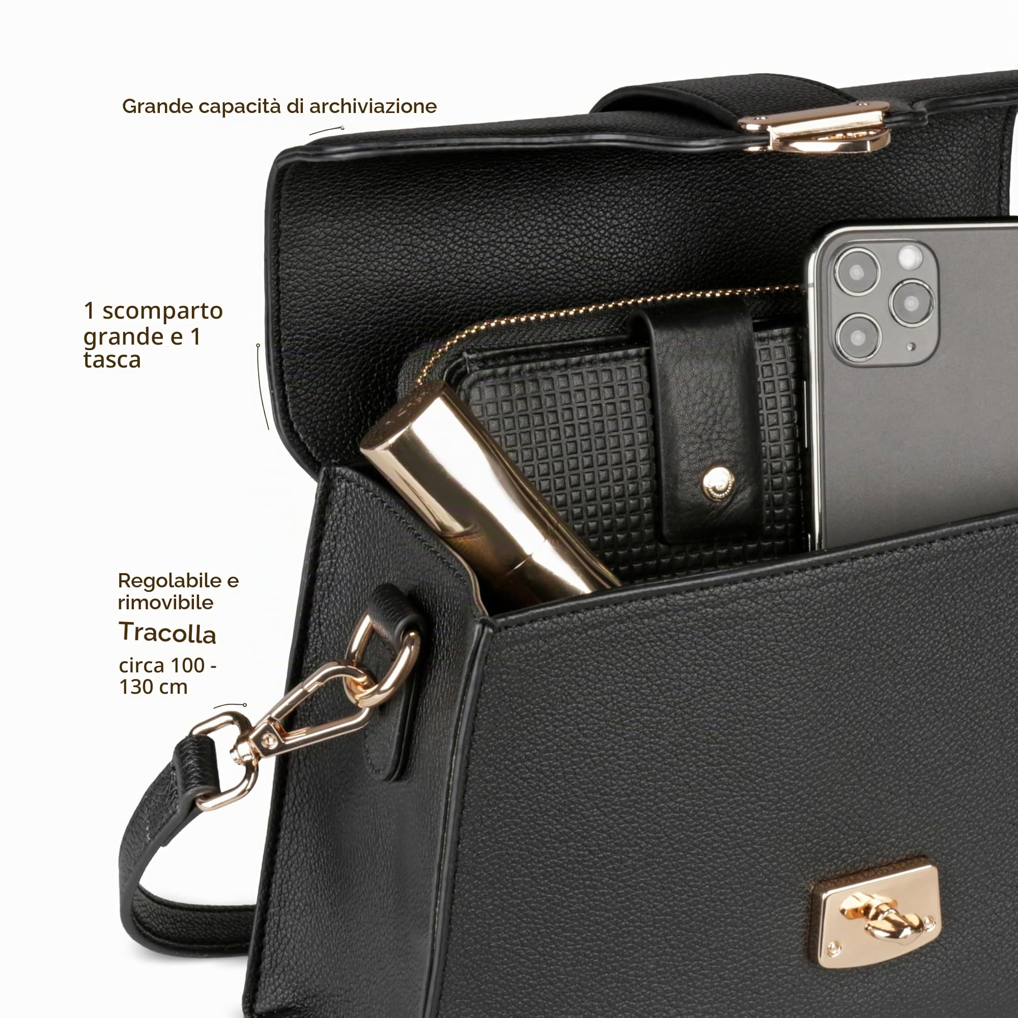 bugatti Mare 3.0 – elegante borsa da donna/borsa a tracolla in ecopelle