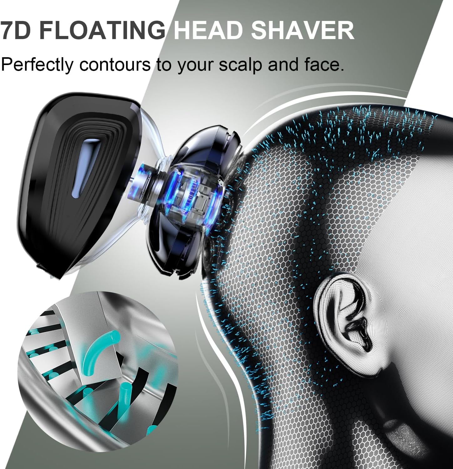 Head Shavers for Bald Men: Upgraded Detachable Head Shaver - IPX7 Waterproof Wet or Dry Electric Razor for Men - 7D LED Display Rechargeable Shaving Grooming Kit with Type-C Charge - Image 2