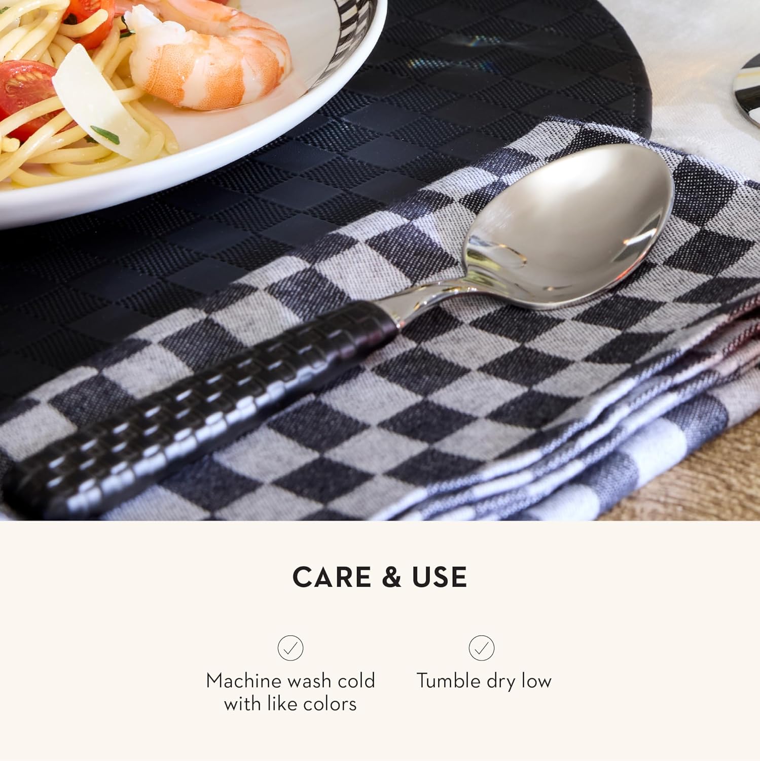 MACKENZIE-CHILDS Set of 4 Cotton Napkins, Cloth Dinner Napkins, Black Check