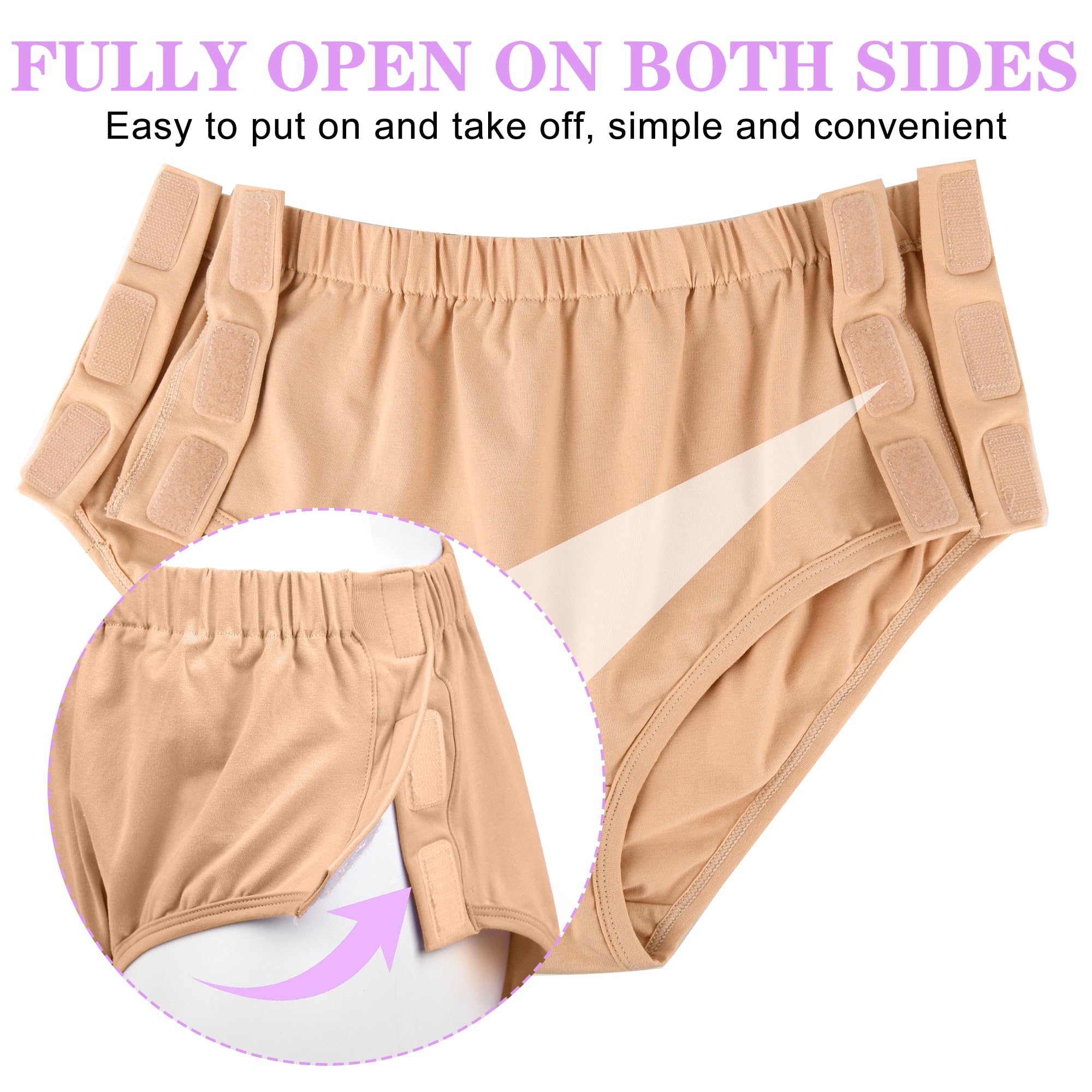 Womens Easy Adaptive Underwear Briefs, Magic Stick Closure, for Patients, Elders, Pack of 2.