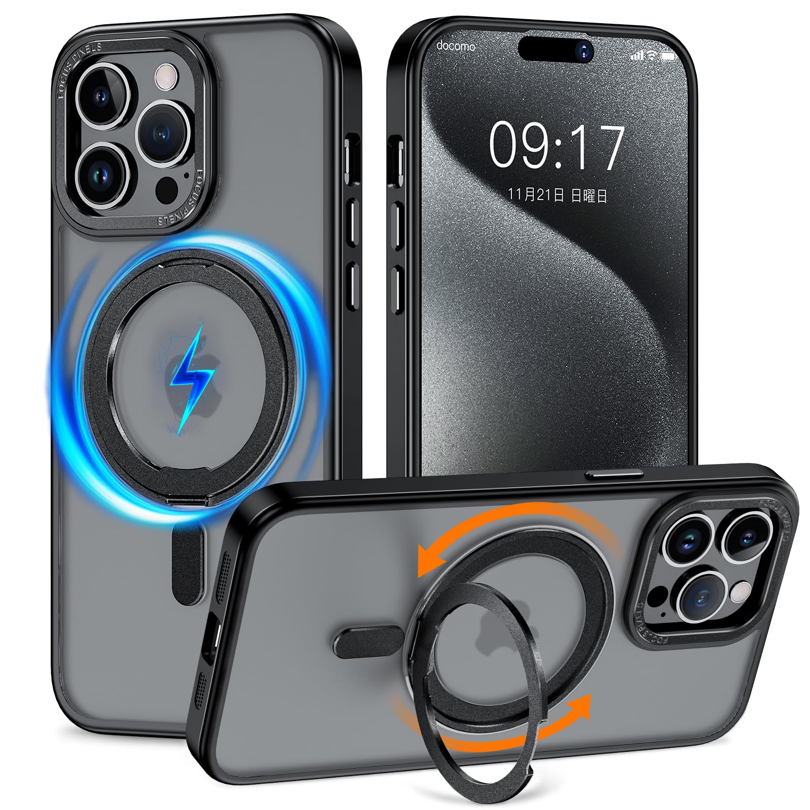KMAMBNG iPhone 13 Pro Max 用 ケース 縦横両対応 リン…