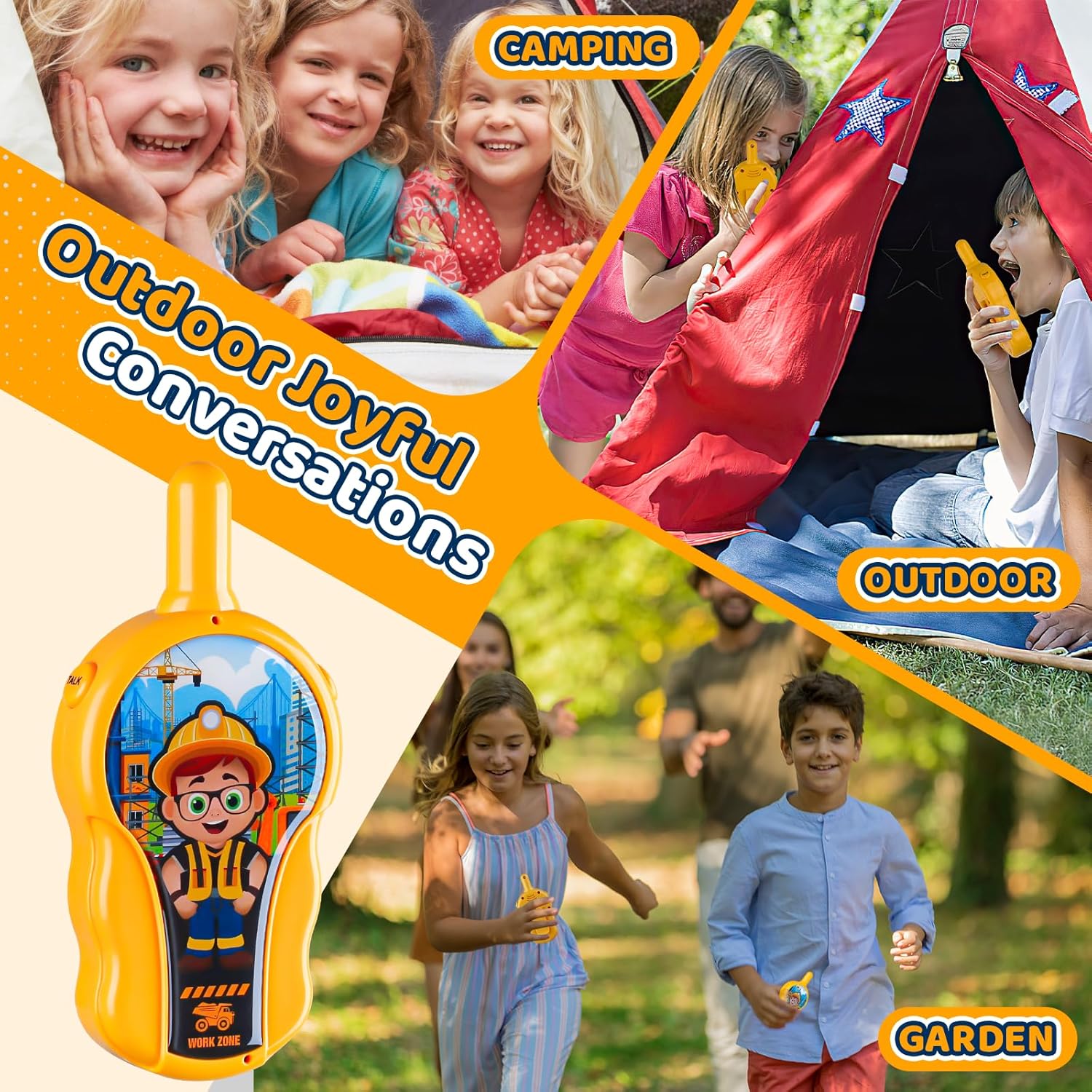Toys, Kids Toys Walkie Talkies for Kids 2 Pack, Construction Theme Long Range Outdoor, Easy to Use, Best Gifts for Toddler Boys & Girls Ages 2-7 (Yellow) - Image 6