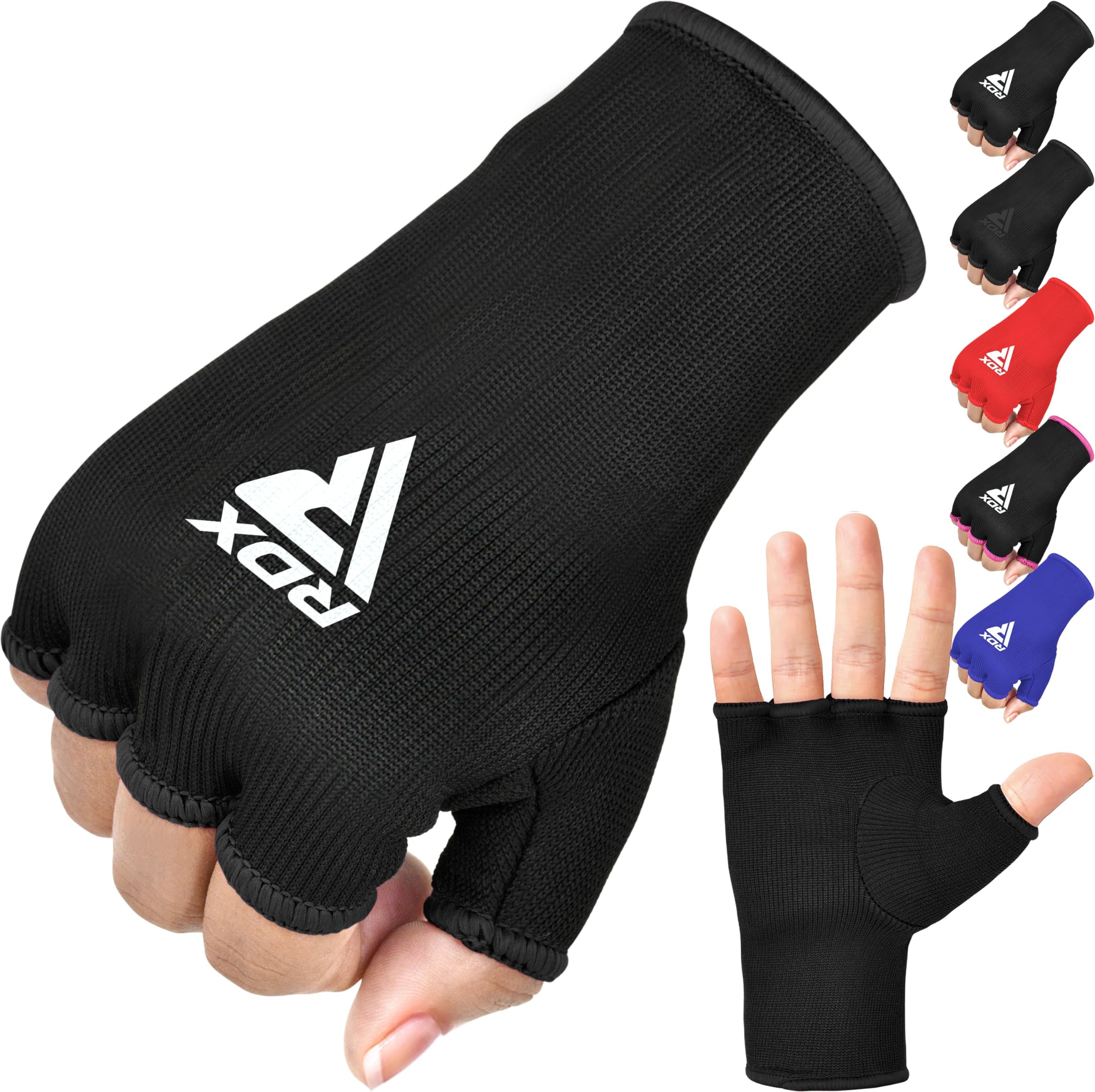 RDX Boxing Hand Wraps Inner Gloves for Punching - Half Finger Elasticated Bandages under Mitts Fist Protection - Adults & Kids, Great for MMA Muay Thai Kickboxing, Martial Arts Training Combat Sports