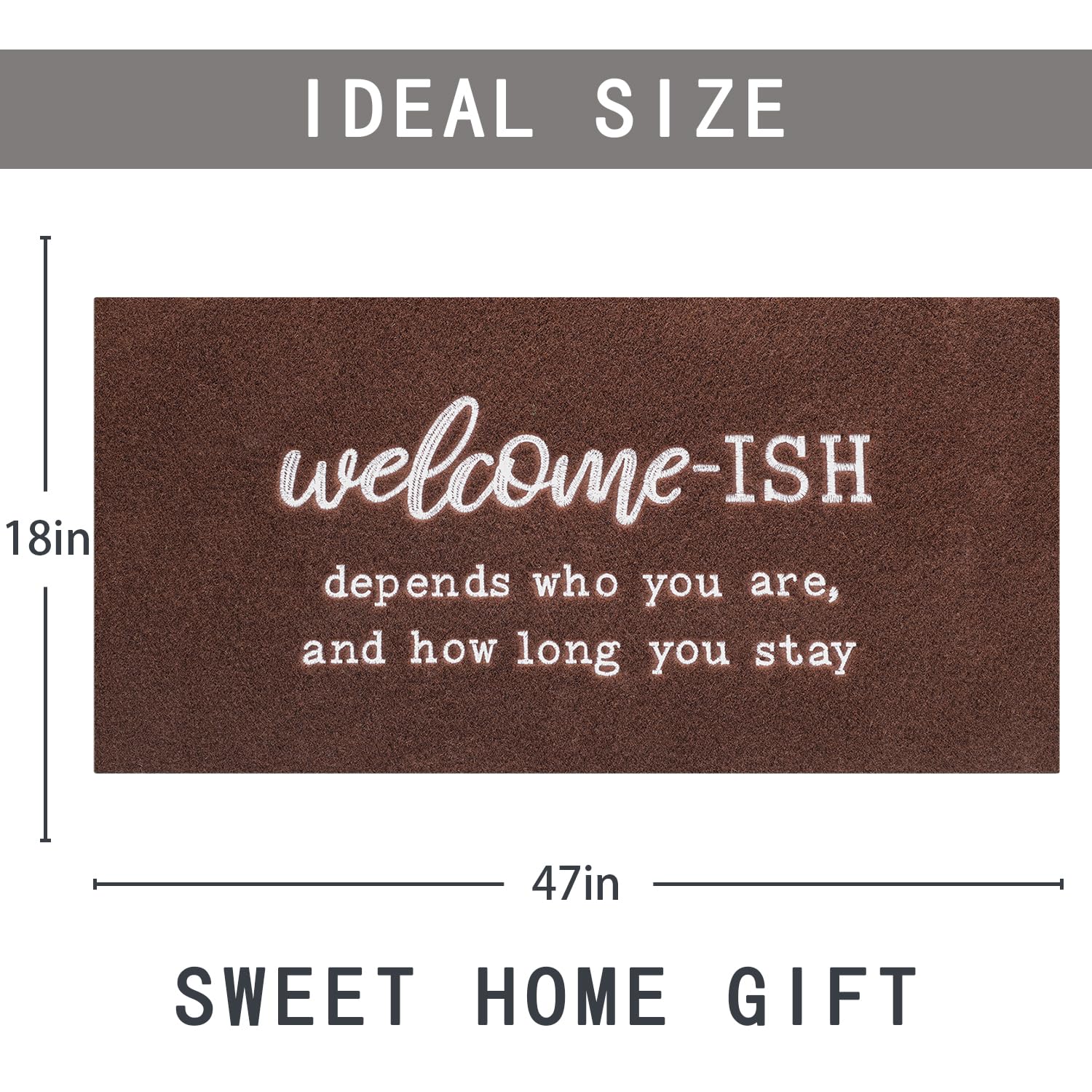 JJUUYOU Large Rug for Hallway Welcome Mat for Front Door Outside Entryway Funny Welcome-ish Doormat 120X45CM Non Slip Rubber Backing Low Profile Mats for Entry Patio Shoe Mats - Image 2