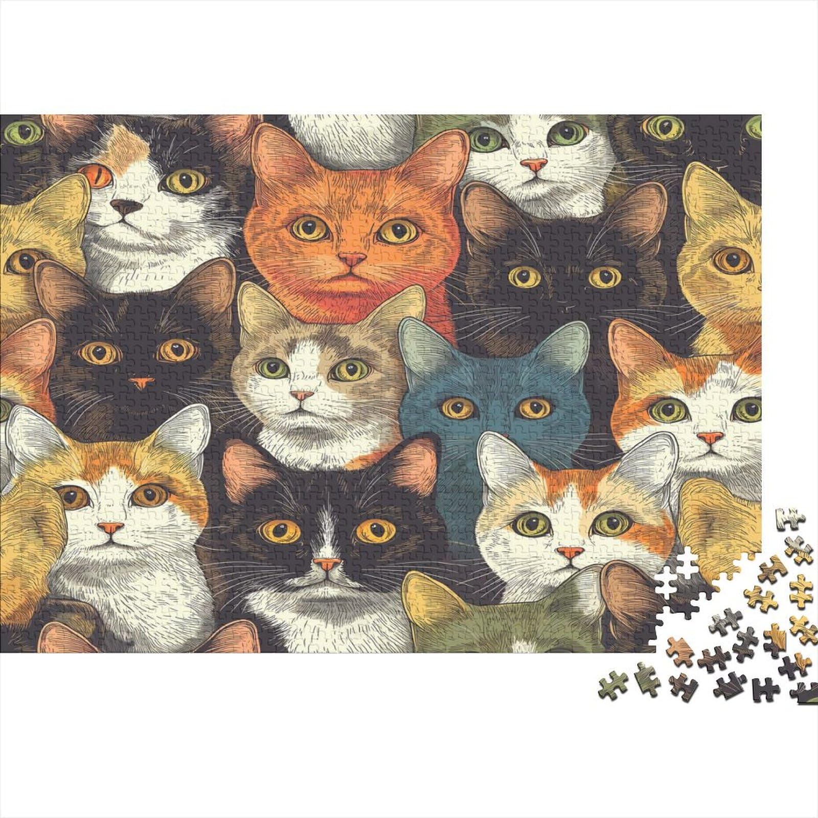 Śliczne puzzle kota 1000 elementów, 1000 sztuk puzzli dla dorosłych, układanki 1000 elementów, puzzle dla dorosłych puzzle dla dzieci klasyczne puzzle 1000 sztuk (75 x 50 cm)
