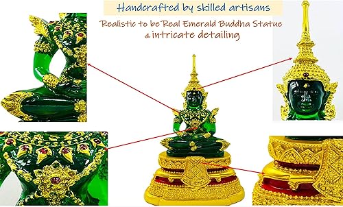 Miniatura 5 de BUDDHO Estatua de Buda de esmeralda para meditar, sentada de 11 pulgadas de alto, estatua de Buda tailandesa decoración del hogar, estatua de Buda