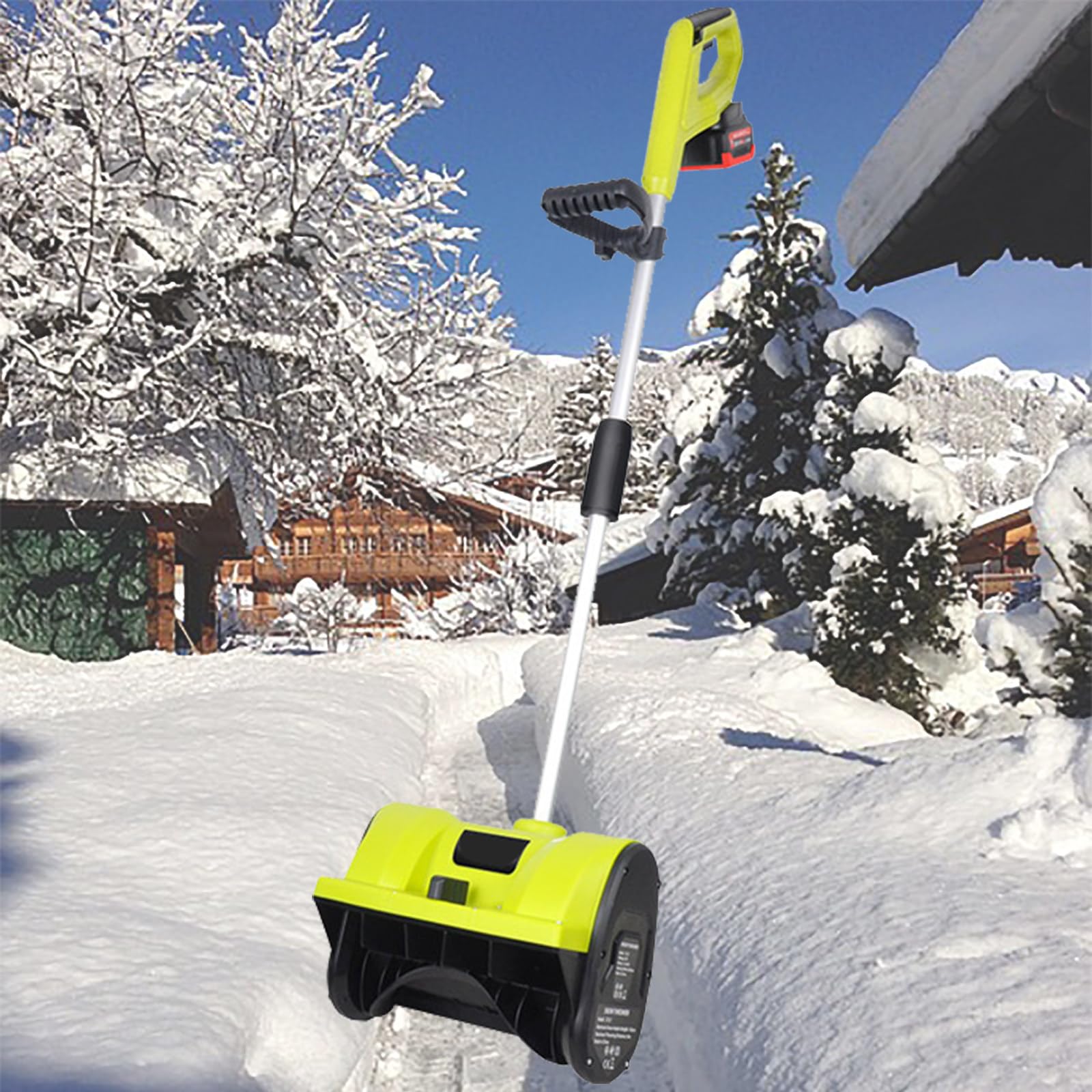 Pala da Neve elettrica Senza Fili da 20 V, 32 cm di Larghezza, Motore brushless, 2 batterie, Caricabatterie rapido, per la Pulizia di vialetti, patii e Ponti