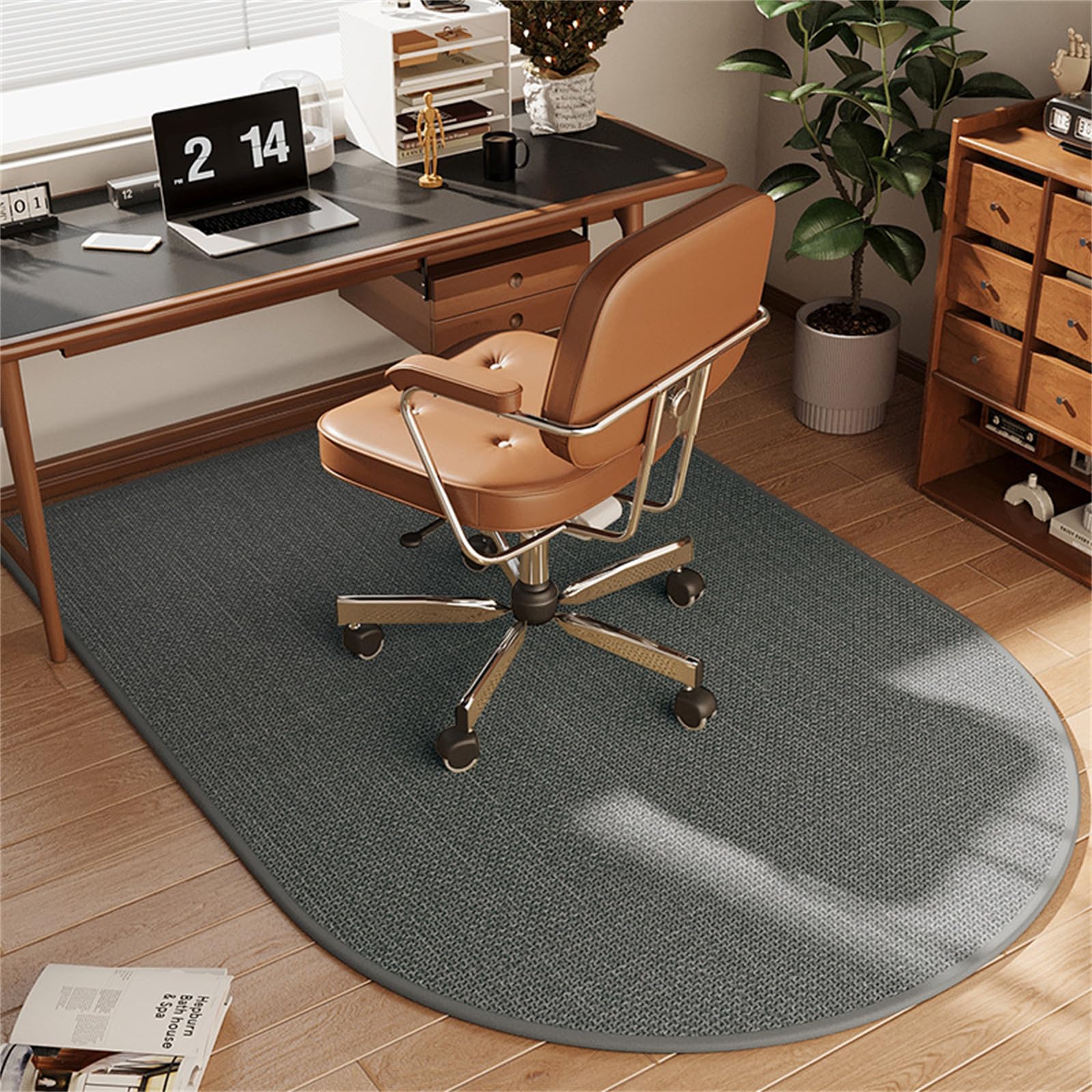 Tapete antideslizante para escritorio de videojuegos de 60 x 120 cm, duradero, ergonómico, para suelos duros, color gris oscuro, ideal para trabajar y jugar, perfecto para superficies de parquet