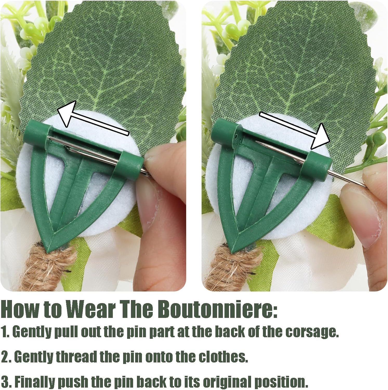 Ivory Rose Boutonniere for Men Wedding Set of 6 Groom Groomsmen Best Man Artificial Flowers Boutonniere for Wedding Ceremony Anniversary Prom Flowers Formal Dinner Party (6, White, Middle) - Image 5