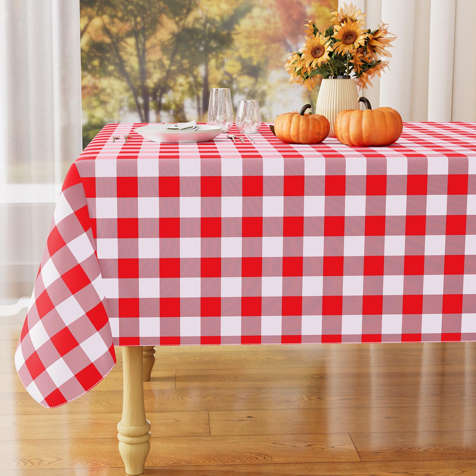 misaya Rectangular Waterproof Vinyl Table Cloth, Flannel Backed Tablecloth