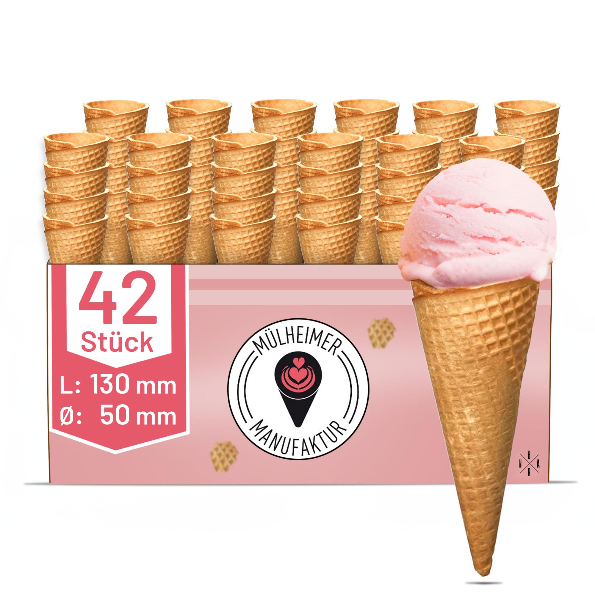 Cono de Helado | 130xØ50mm | 42 pieza | para 1-2 cucharadas de helado: gofres crujientes de helado en las mejores heladerías | Cucuruchos