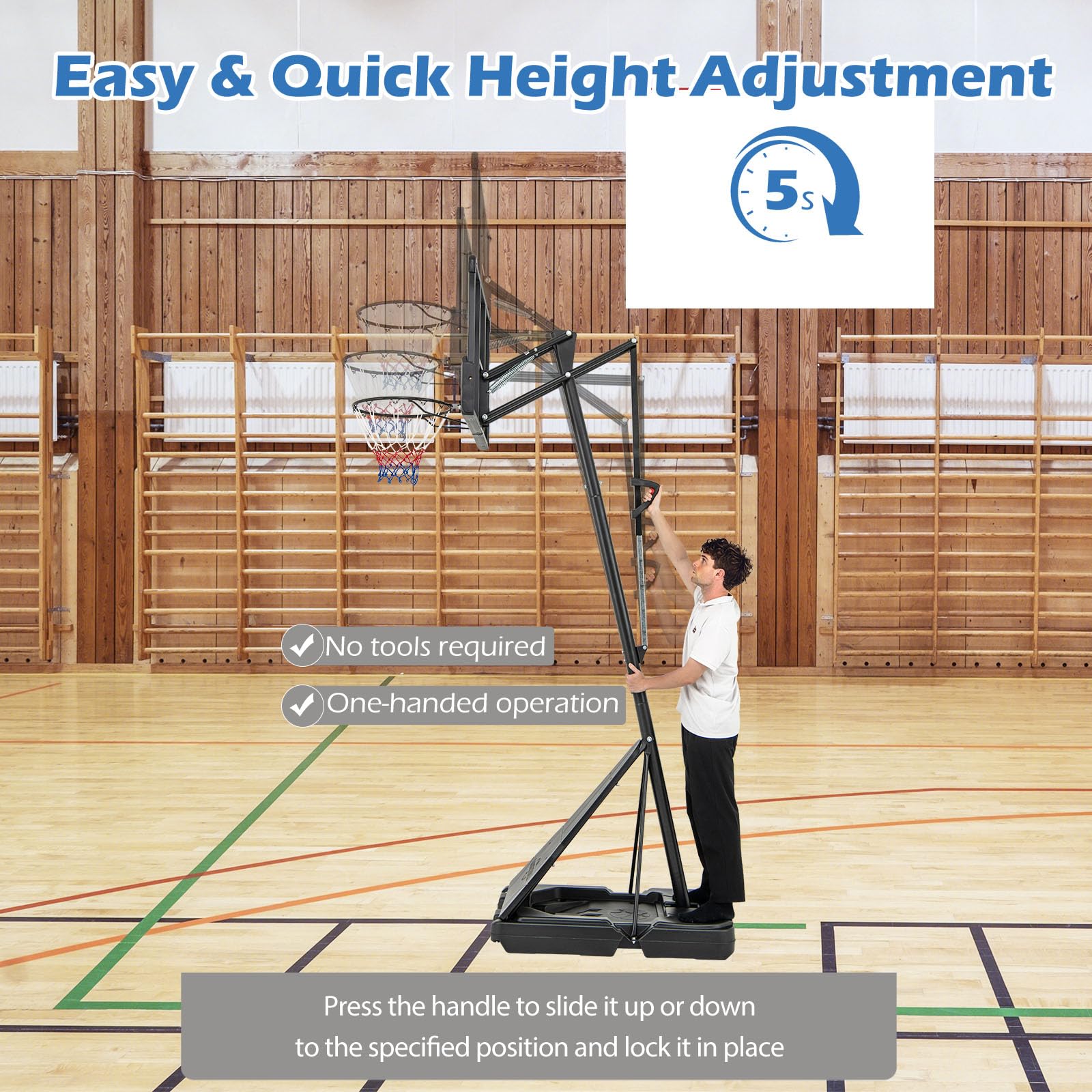 LIFEZEAL Canasta de Baloncesto Ajustable en Altura de 1,50 a 3,05 m, Soporte de Baloncesto portátil con Tablero de PC, Soporte rellenable, Sistema de Baloncesto para niños y Adultos