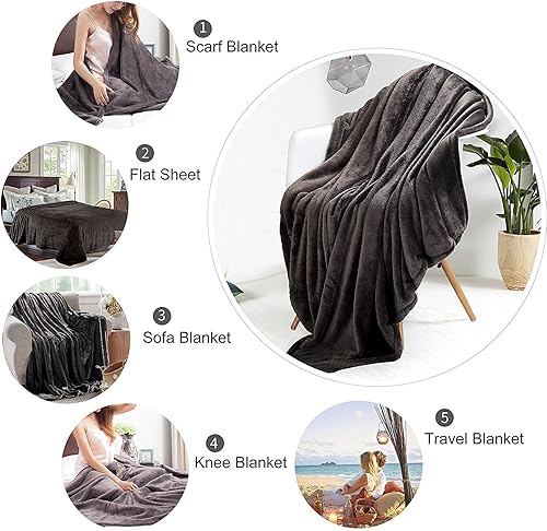 Miniatura 9 de Reafort - Manta cálida de franela ultra suave aterciopelada de forro polar para sala o dormitorio