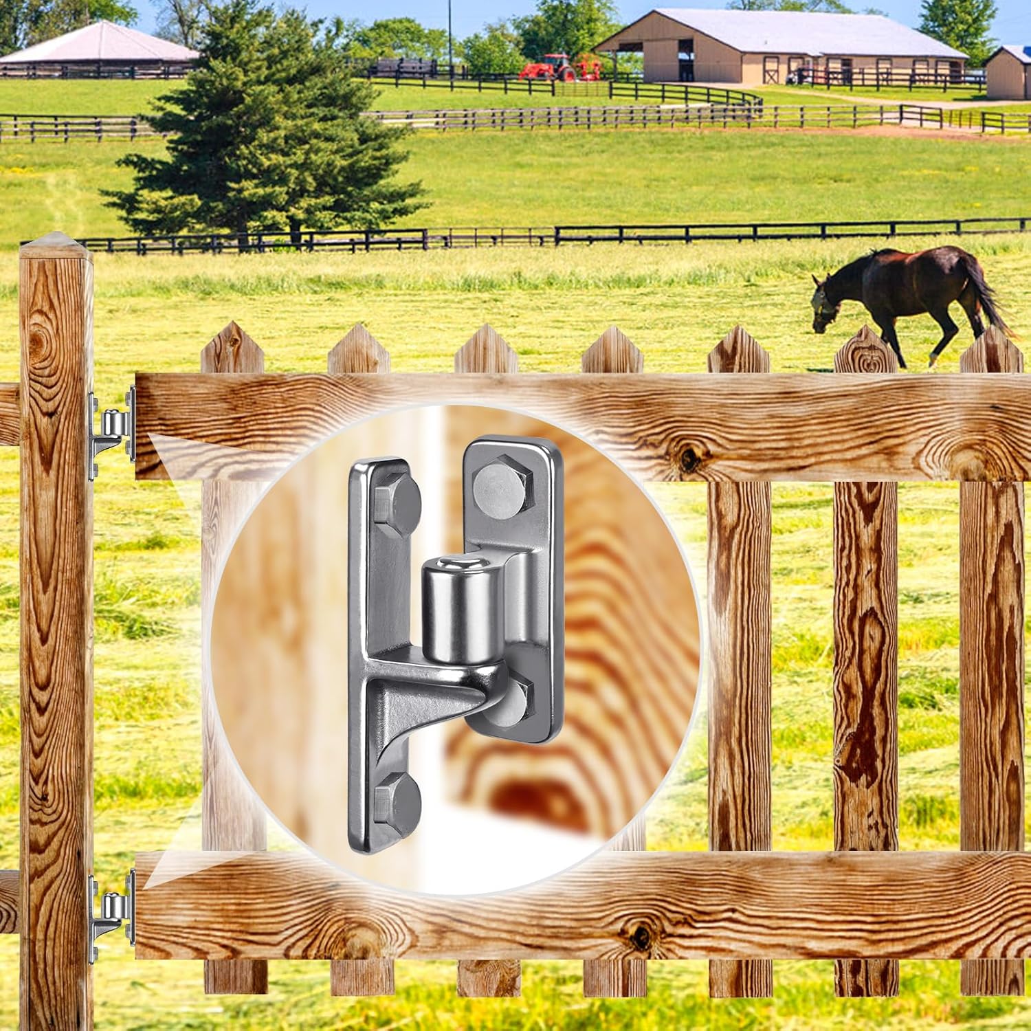 Dolibest Heavy Duty 304 Stainless Steel Gate Hinges, Non-Welded One-Piece Design, Wall Mount Gate Hinges with 5/8'', Post Mounting for Farm Gates Wall/Wooden Fences, 600 lbs Capacity, (4 Set)