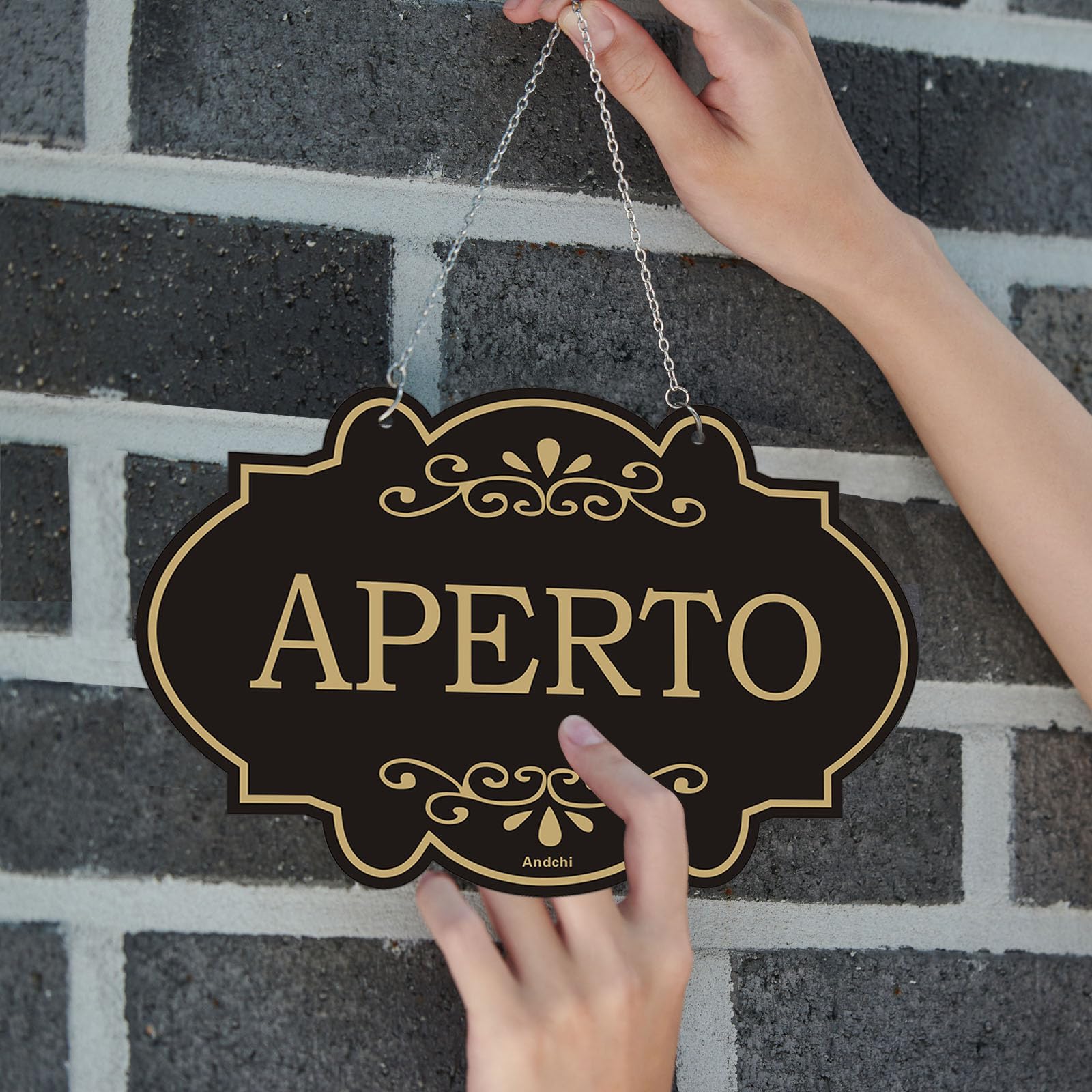 Andchi Set di 2 pannelli Cartello per porta Aperta/Chiusa Cartello per negozio reversibile su due lati con nastro pendente per negozio, caffè, bar 20x30cm