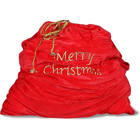 Classic Festive Pure Red Santa Sack with a Drawstring