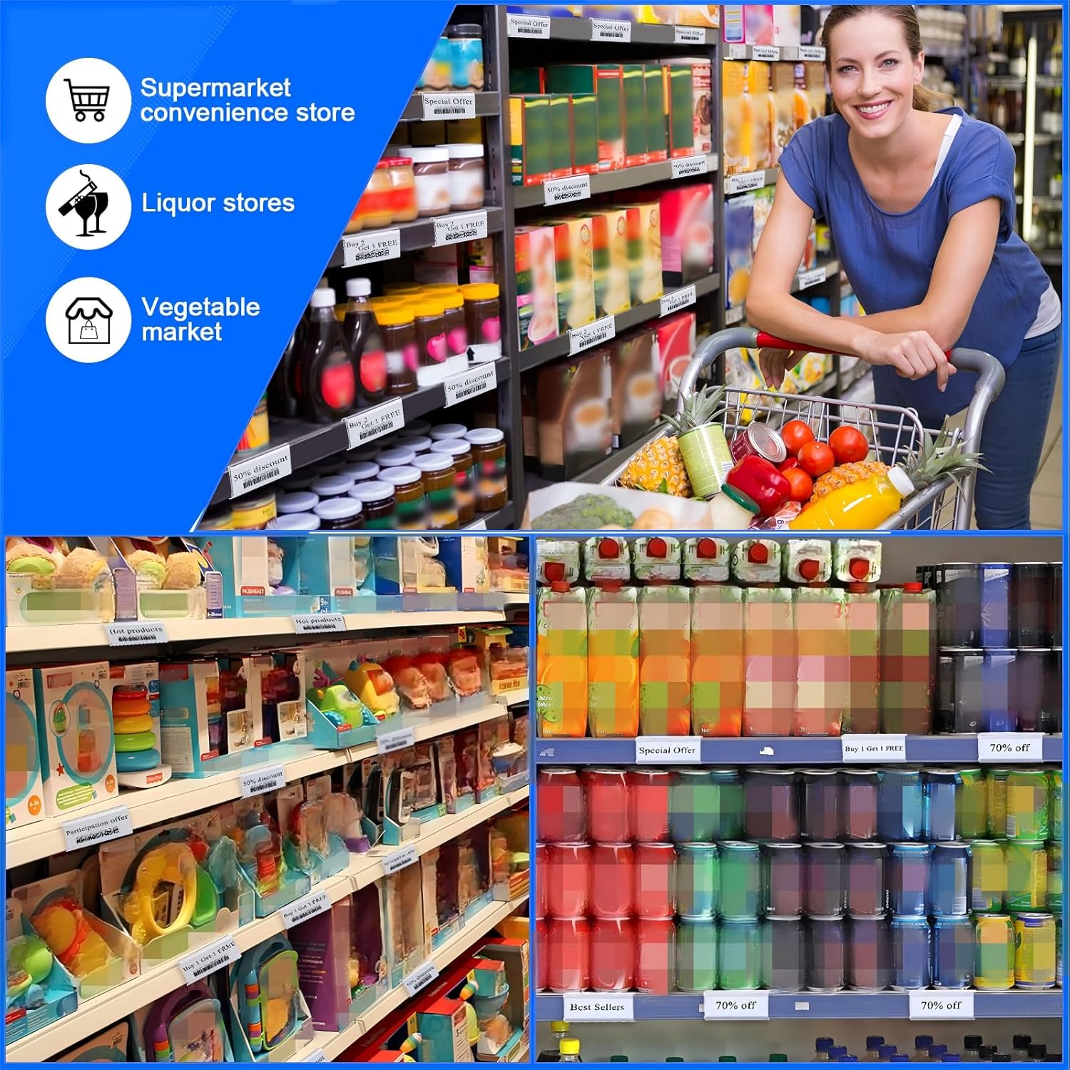 Yulejo 250 Pieces Wire Shelf Label Holders Wire Label Holder Plastic Shelf Tags for Shelving Clips with Paper Inserts, Compatible with 1-1/4 Inch Shelves