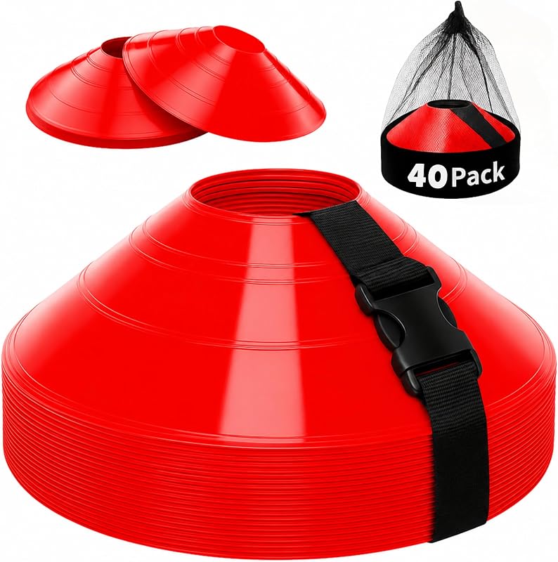 Soccer Training Cones Set, 75/50/25 Pack with Strap Holder & Carry Bag | Pro-Grade Durable Agility Soccer Cones, Ideal for Sports Training, Football, Soccer, Basketball